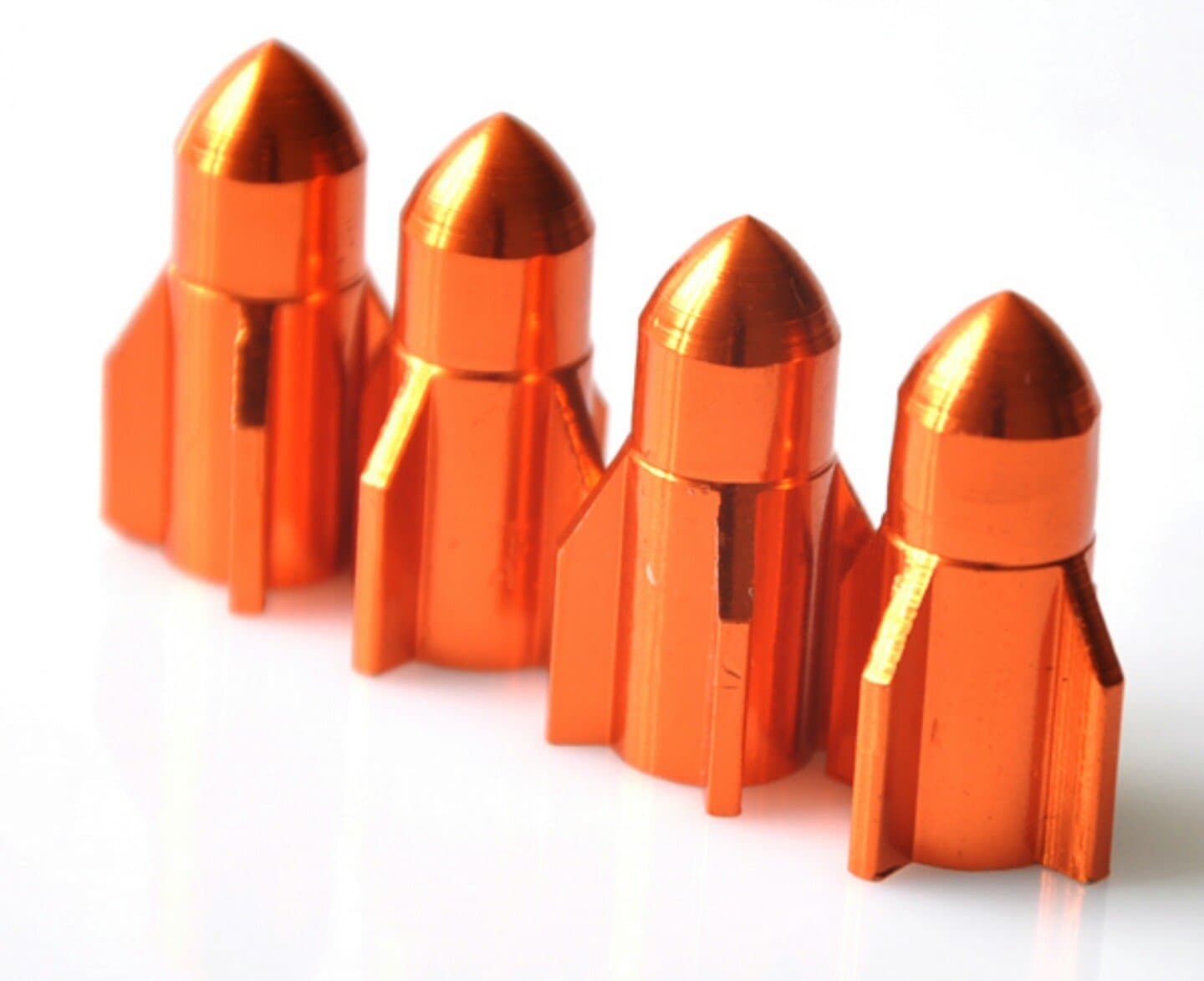 Rocket Style Alloy Car Wheel Tire Tyre Valve Dust Caps Covers Tire Set of 4 (Orange)