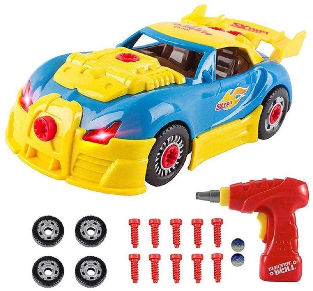 Toys for 3 year olds Boys & 4 year old Boy Gifts,CrossRace Take Apart Toy Car Racing-30 Take Apart Pieces With Realistic Sounds & Lights