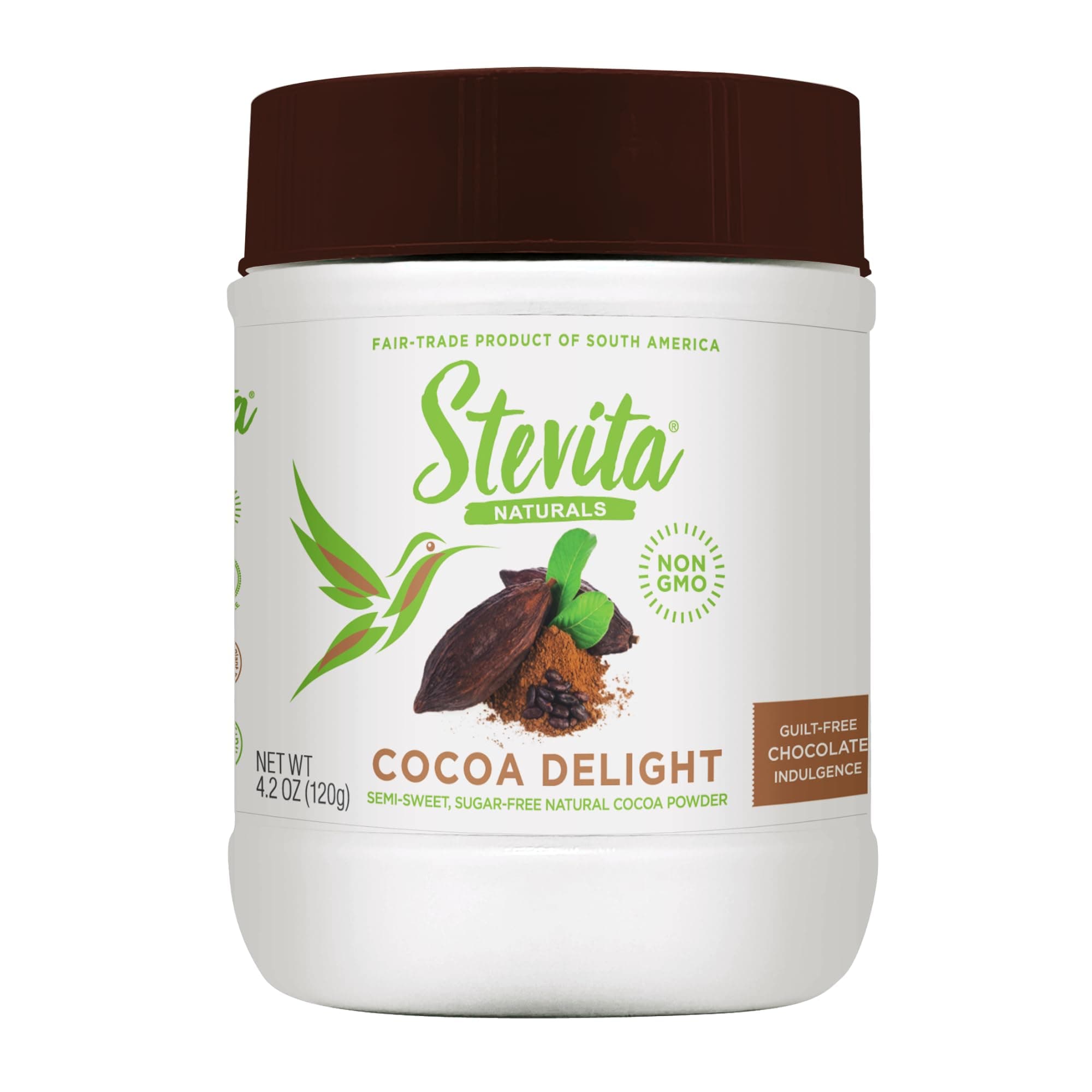 Stevita Cocoa Delight - 4.2 oz - Natural Cocoa Powder with Stevia - For Smoothies, Desserts & Recipes - Non-GMO, Vegan, Keto, Paleo, Gluten Free - 60 Servings