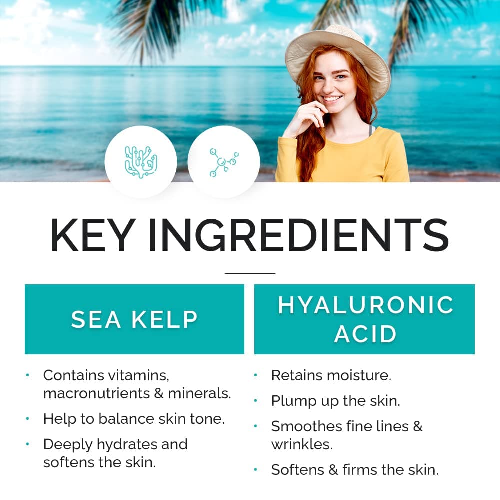 VITAMINS AND SEA BEAUTY, Hydrating Moisturizing Night Face Mask, Anti-Aging Overnight Facial with Hyaluronic Acid and Sea Kelp Seaweed, Skincare for All Skin Types, 6 Fl Oz