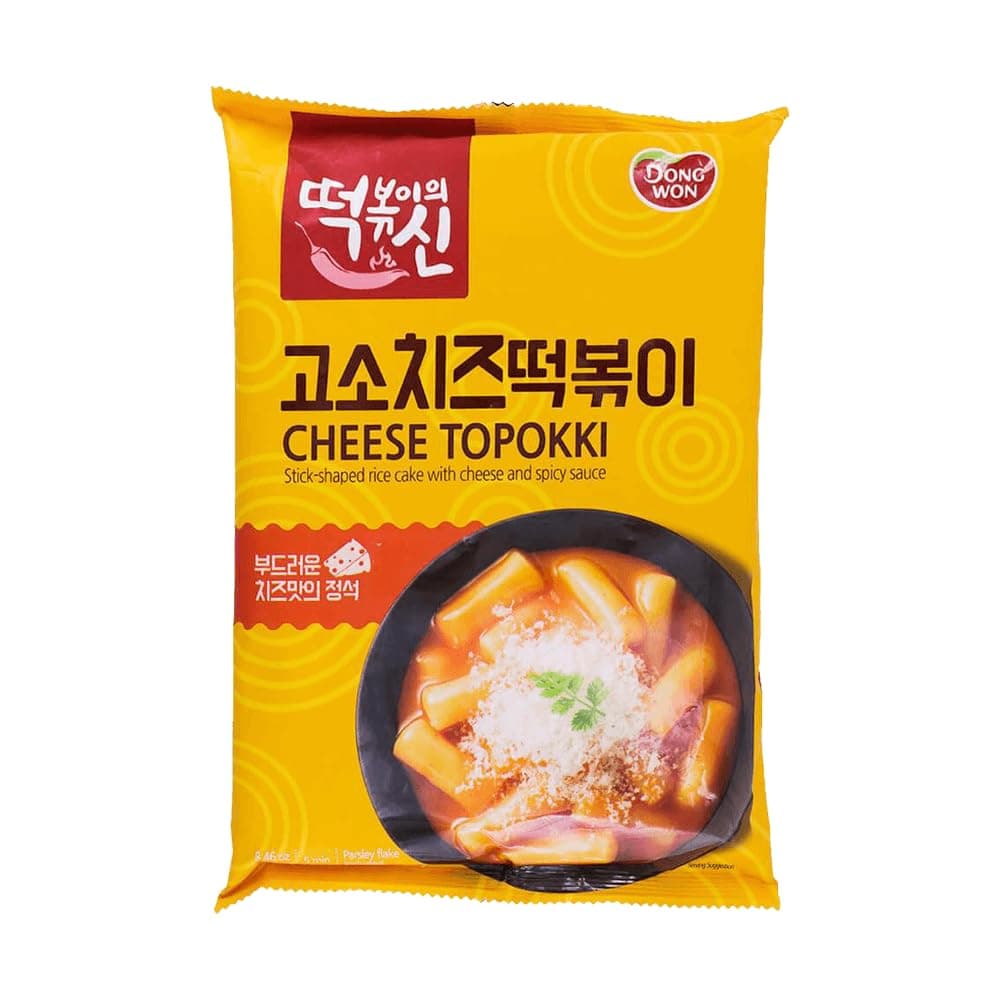Dongwon Cheese Topokki, Korean Rice Cake Stick with Cheese and Spicy Sauce (240g)