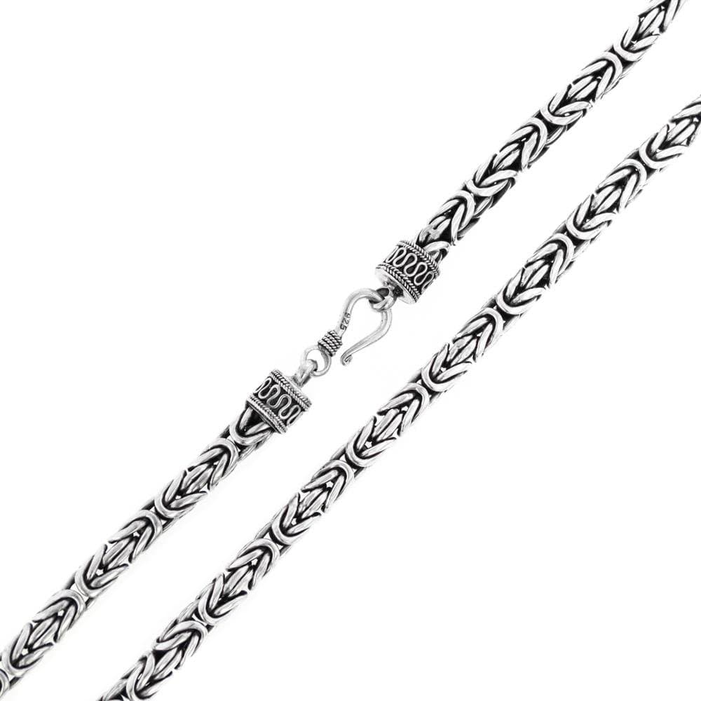 FifiRose3mm Round Byzantine Bali Handmade Chain Necklace Solid 925 Sterling Silver