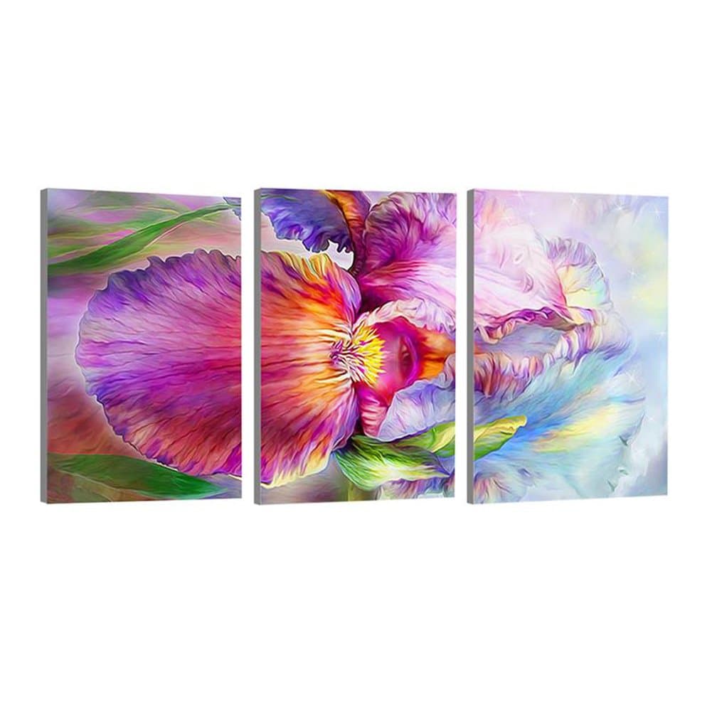 ChenXi Global 3pcs Framed Flower Picture Modern Art Wall Decoration Abstract Oil Painting on Canvas Ready to Paste for Living Room Home Decoration (16x22inchx3pcs)