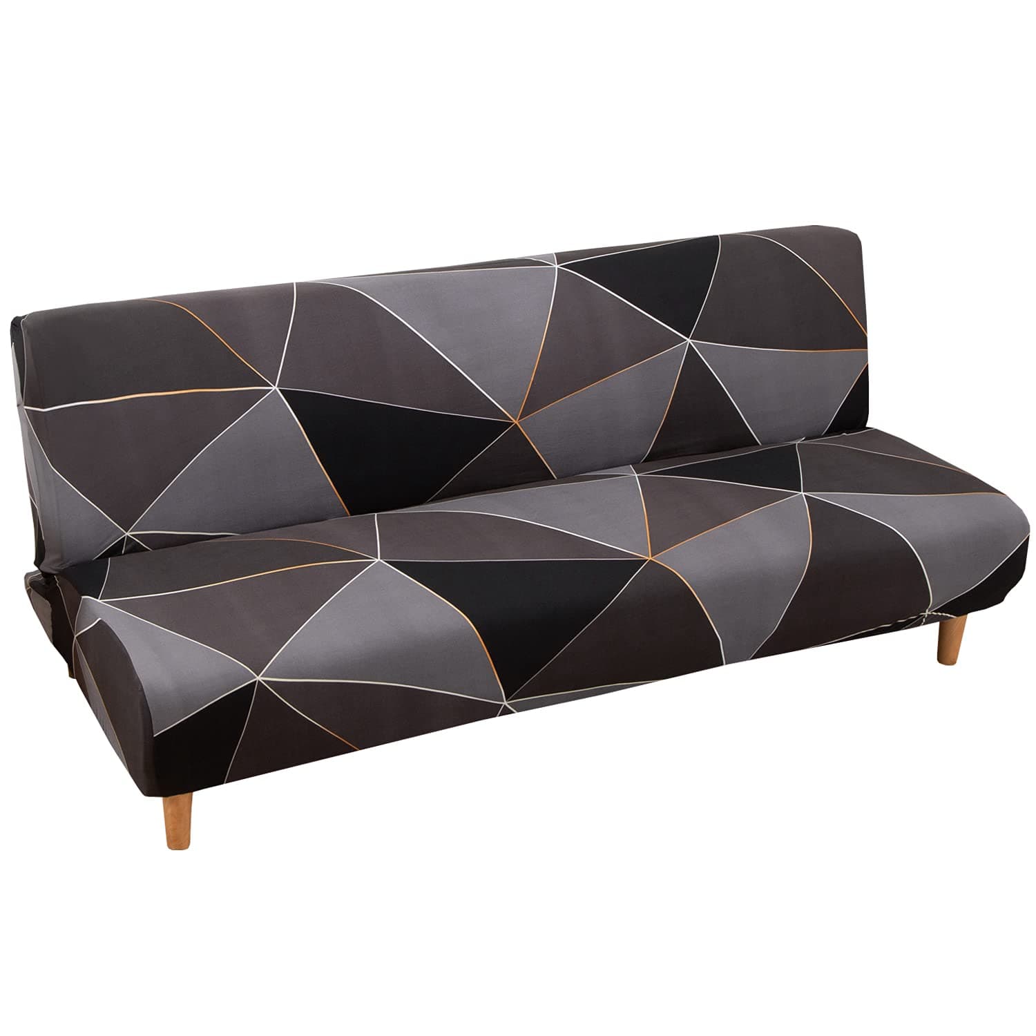 Stretch Geometric Futon Cover Slipcovers Full Size,Fully Folding Armless Sofa Bed & Couch Protector,Machine Washable (N)