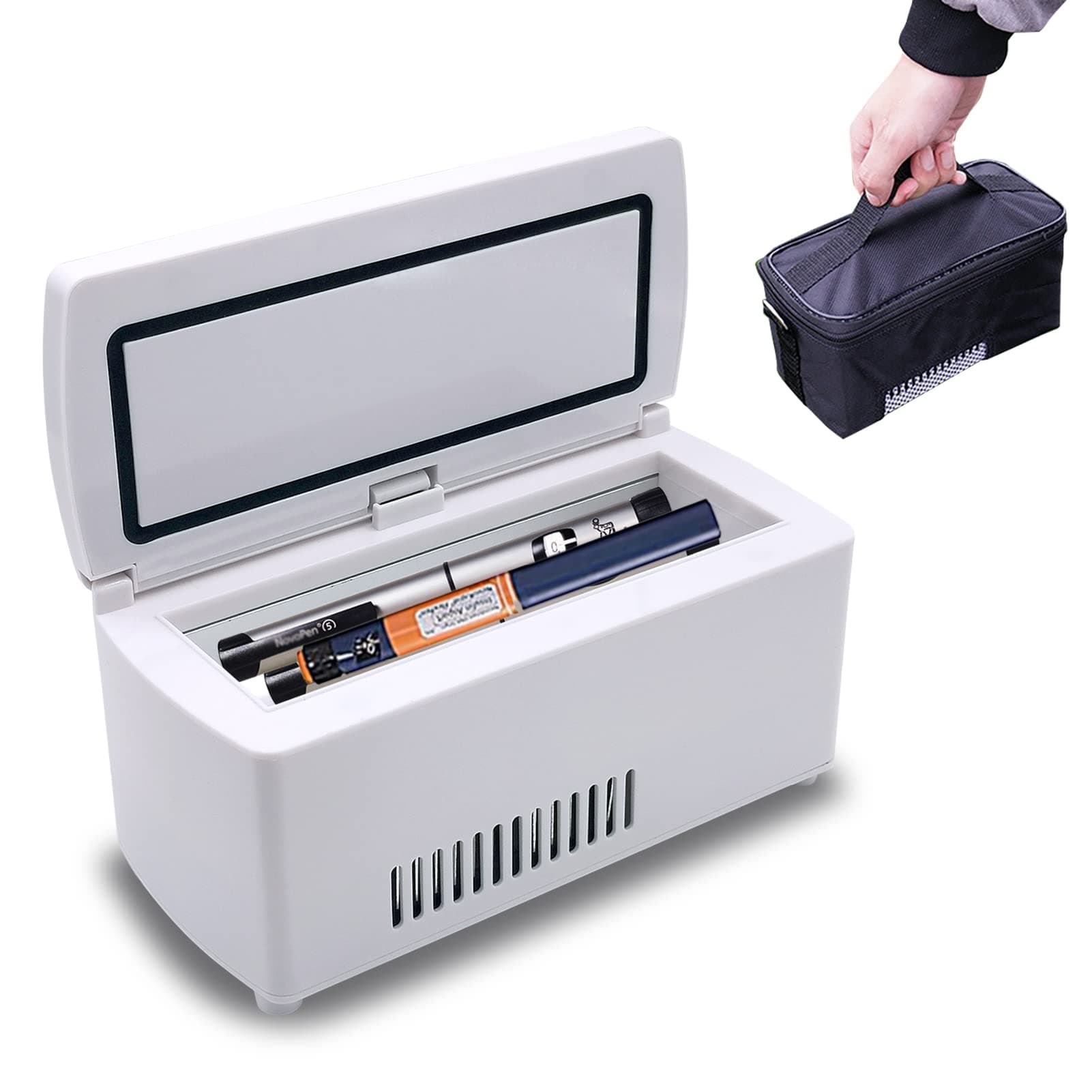 Medicine Refrigerator and Insulin Cooling Box for Car, Travel, Home - Portable Medication Cooler for Travel with Car Charger