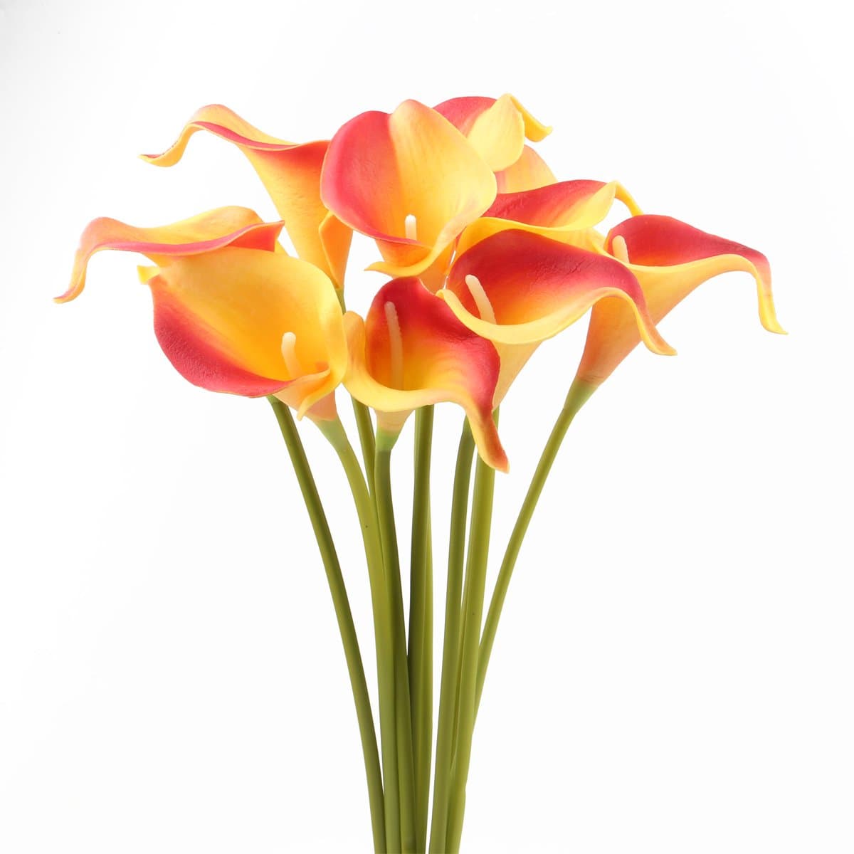 Leagel Calla Lily Bridal Wedding Bouquet Head Lataex Real Touch Flower Bouquets (10, Yellow Red)