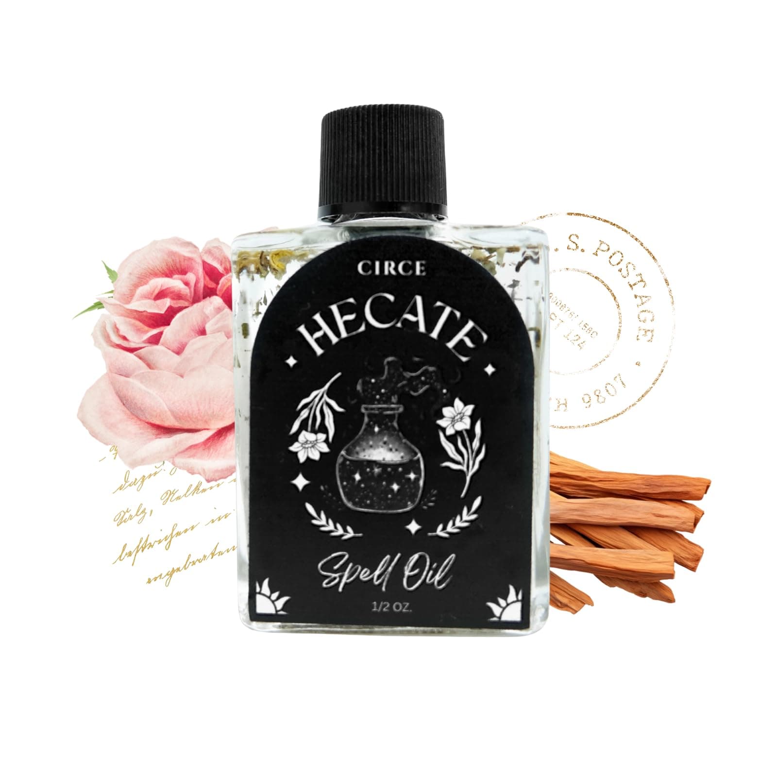 CIRCE Hecate Spell Oil- Invite Wisdom, Transformation & Best Path Discovery - Add to Bath, Use in Rituals, Wear as Fragrance to Align w/Desires - Coconut Oil, Mugwort Herb, Dandelion Herb- 1/2oz