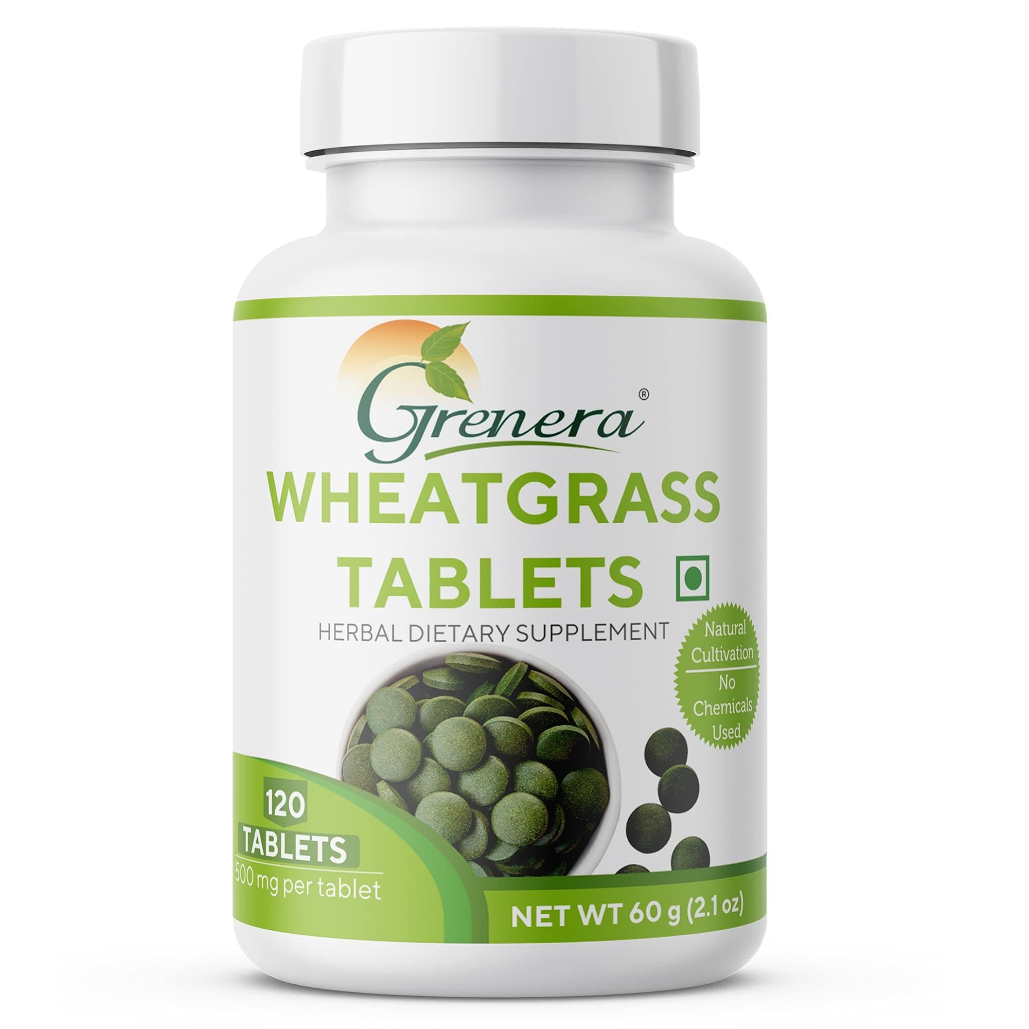 Grenera Wheatgrass Tablets, 2000 mg per Serving, Natural Supplement, 120 Tablets