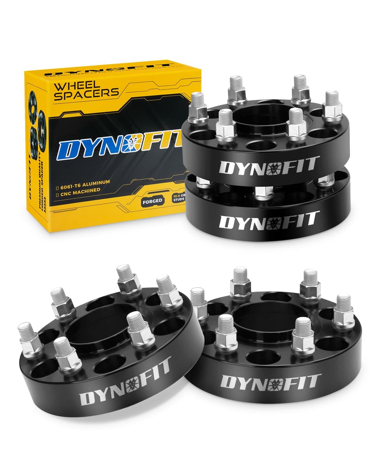 dynofit 6x5.5 Wheel Spacers 1.5", Heavy Duty 6x139.7 Forged Hub-Centric Spacers Compatible with 2019-2025 Ram 1500 and 2021-2025 Jeep Grand Wagoneer, 77.8mm Bore with M14x1.5 Studs – 4Piece Set