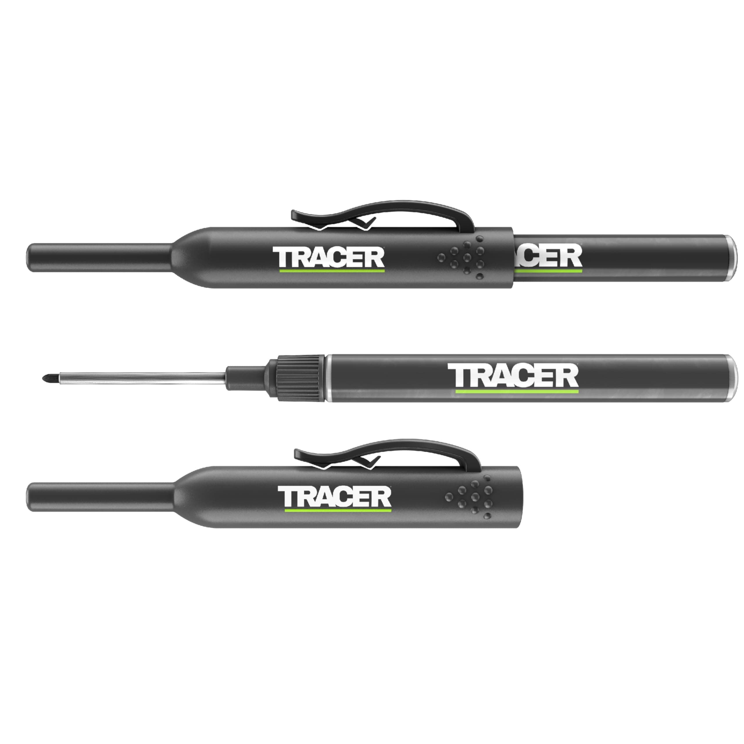 Tracer Long Nib Marker Pens, Marker Pens for Deep Hole Marking with Holster and Built in Trouser/Shirt Clip. Pack of 2