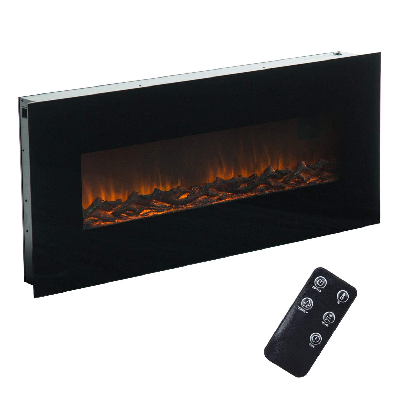 Fireplaces New 50" 1500W Wall Mount Electric Heater 3D Flame Log w/Remote Control