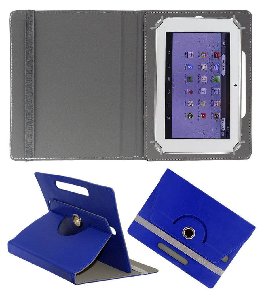 Acm Rotating Leather Flip Case Compatible with Sanei N79 N78 Cover Stand Dark Blue