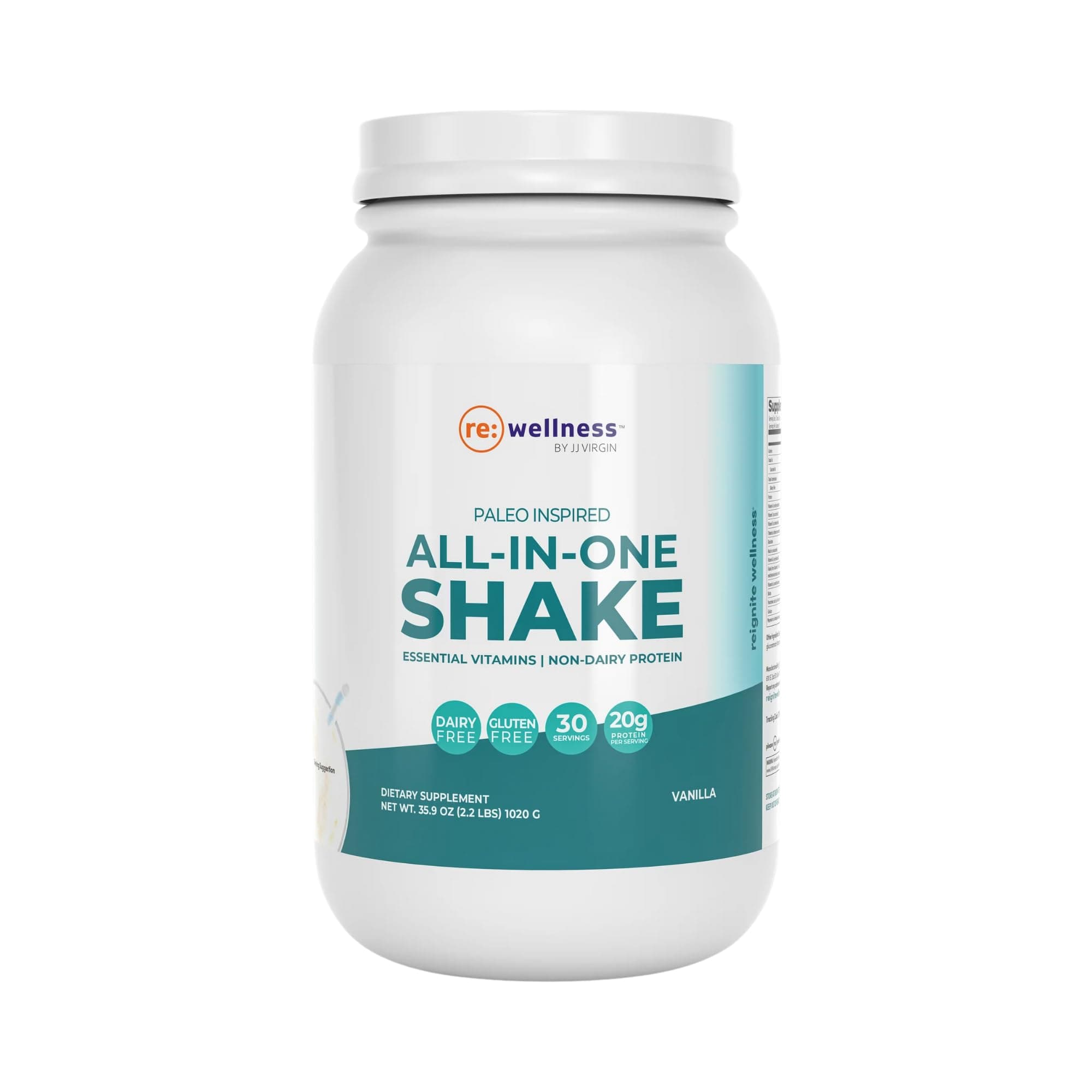by JJ Virgin | Vanilla Paleo-Inspired All-in-One Shake | Gluten Free + Dairy Free Protein Powder | Contains 20G of Beef Protein with Vitamins, Minerals, Amino Acids | 30 Servings