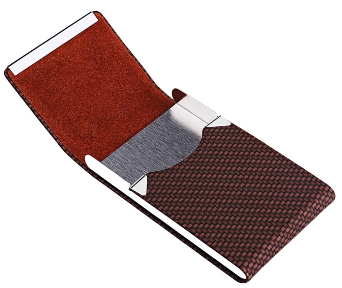 Genuine Leather Card Holder with RFID Blocking | Credit Card/Business Card with Magnetic Closure for Men & Women (Brown)