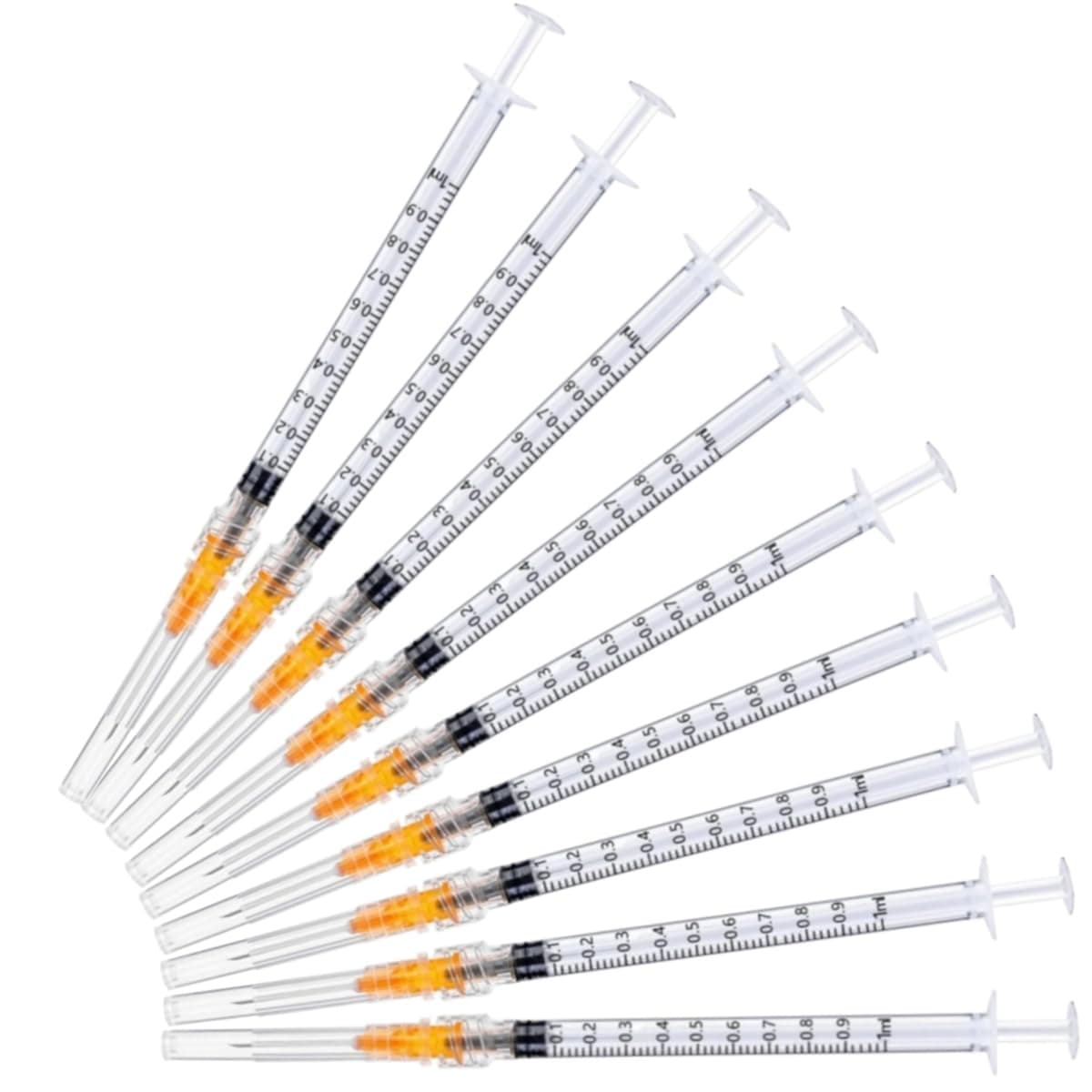 50 Pack 1ml 25 Gauge 5/8 Inch, for Scientific Labs, Industrial Dispensing and Liquid Measuring Supplies, Individually Sealed Packaging