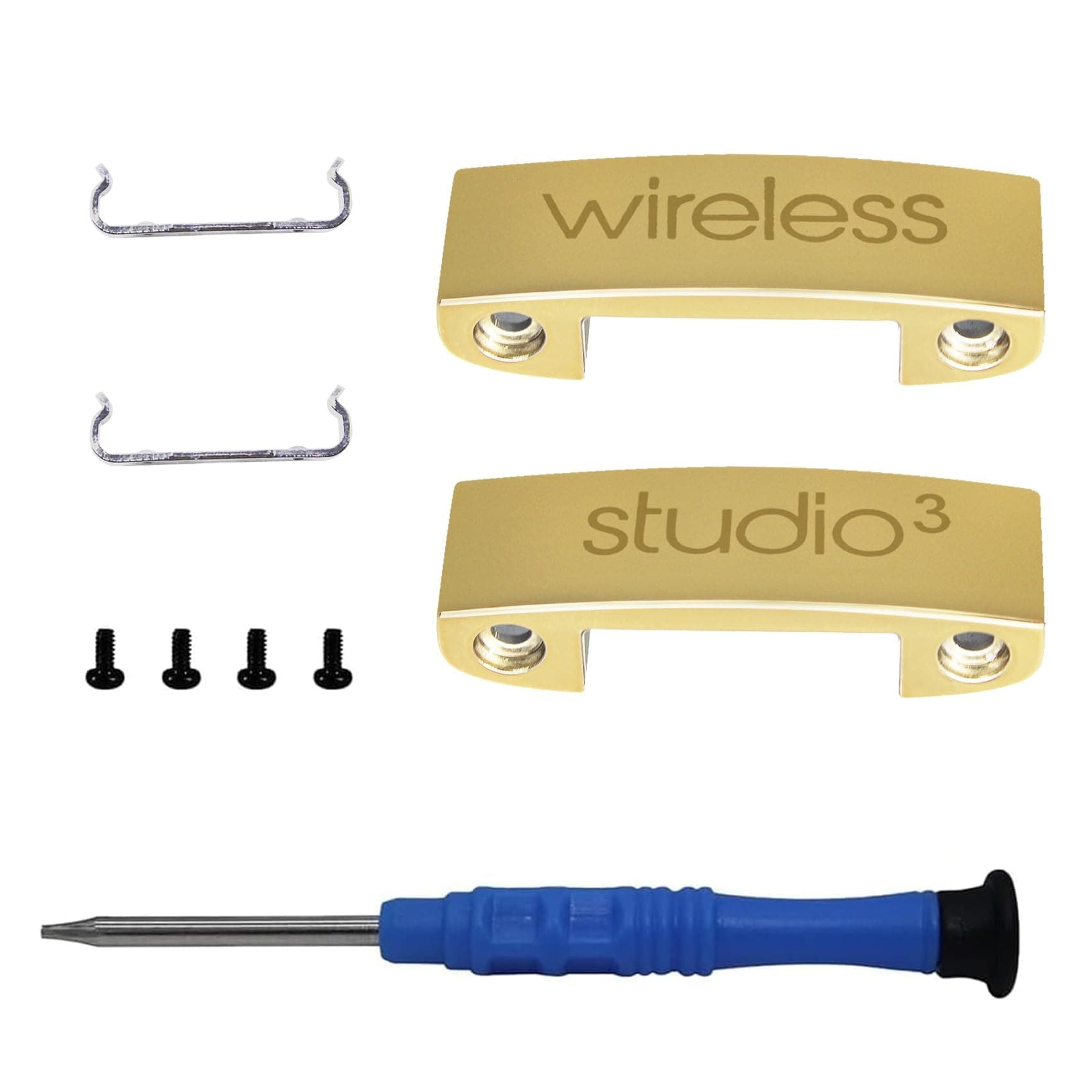 Studio 3 Hinge Replacement Headband Connector Replacement Metal Repair Parts Compatible with Beats Studio 3 Studio 3.0 (A1914) Headphones Replacement Parts Accessories Durable Repair Kit(Gold)