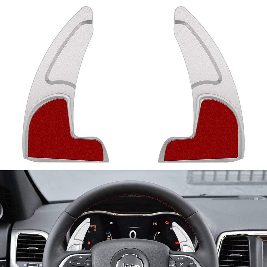 Steering Wheel Extended Shift Paddle Compatible with Jeep Grand Cherokee 2014-2019 Shifter Extensions Aluminum (Matt Silver)