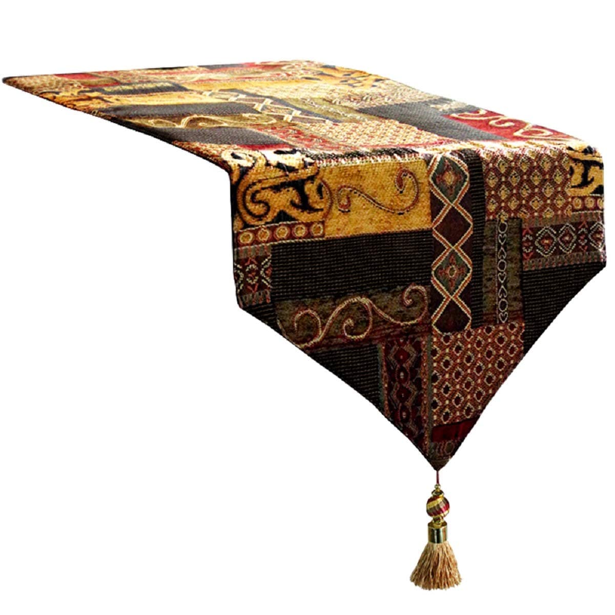 ArtbisonsTable Runners Handmade Artistic Top Decor Coffee Table Runners Dining Table Linens (84x13, Golden Illusion)