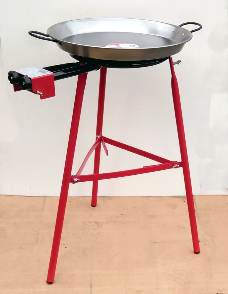 Paella Cooking Set Garden Paella Cooking Set-Reinforced Braced Tripod Stand-40cm -Polished Paella Pan with 350mm Burner