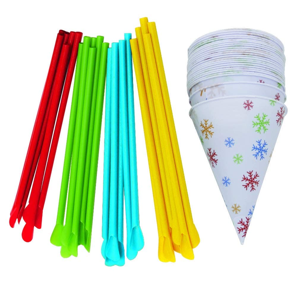 Time for Treats VKP1125 Snow Cone Cups and Straws, small, Multicolor