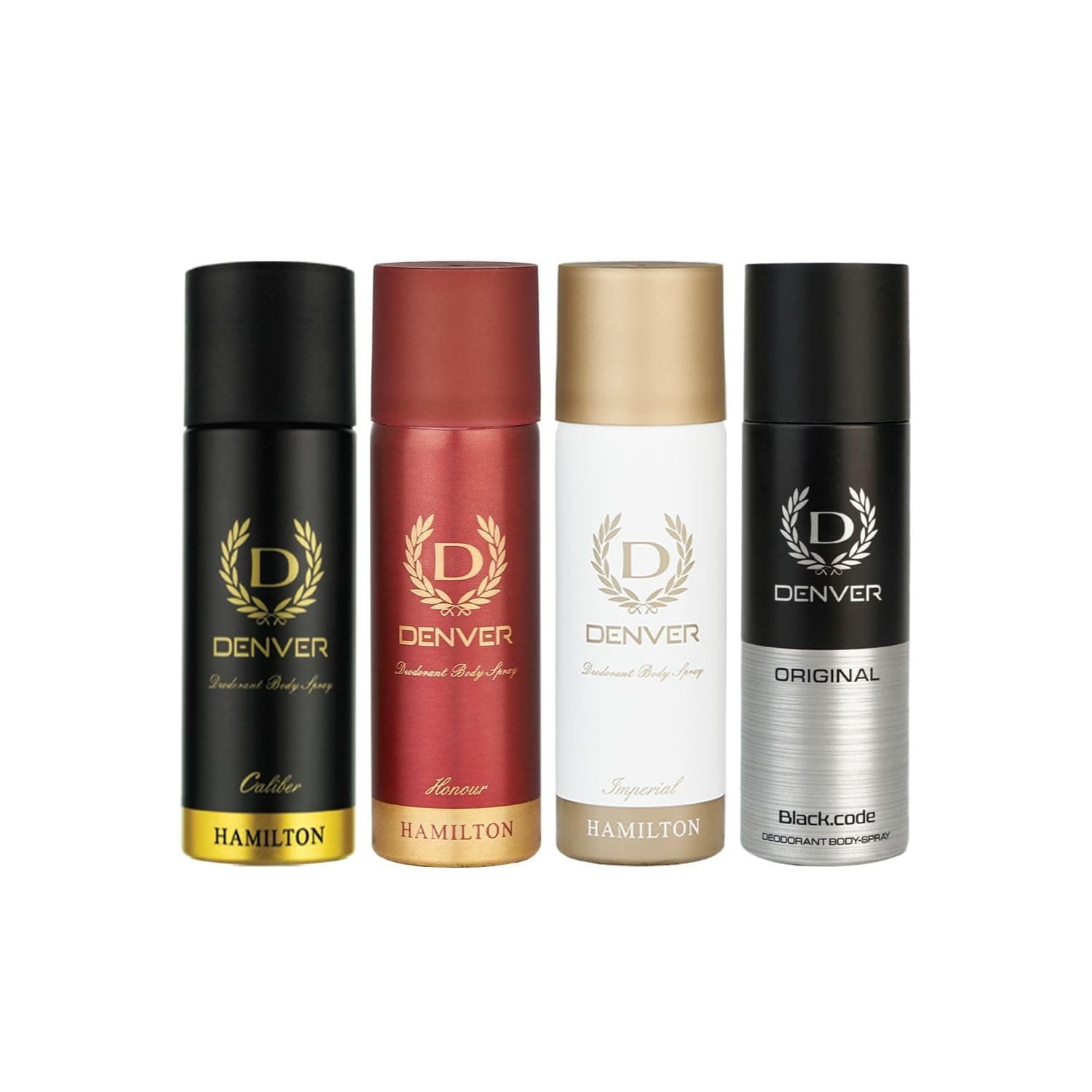 DENVER Black Code Nano,Caliber Nano, Honour Nano & Imperial Nano Deo - 50ML Each (Combo Pack of 4) | Long Lasting Deodorant Body Spray for Men