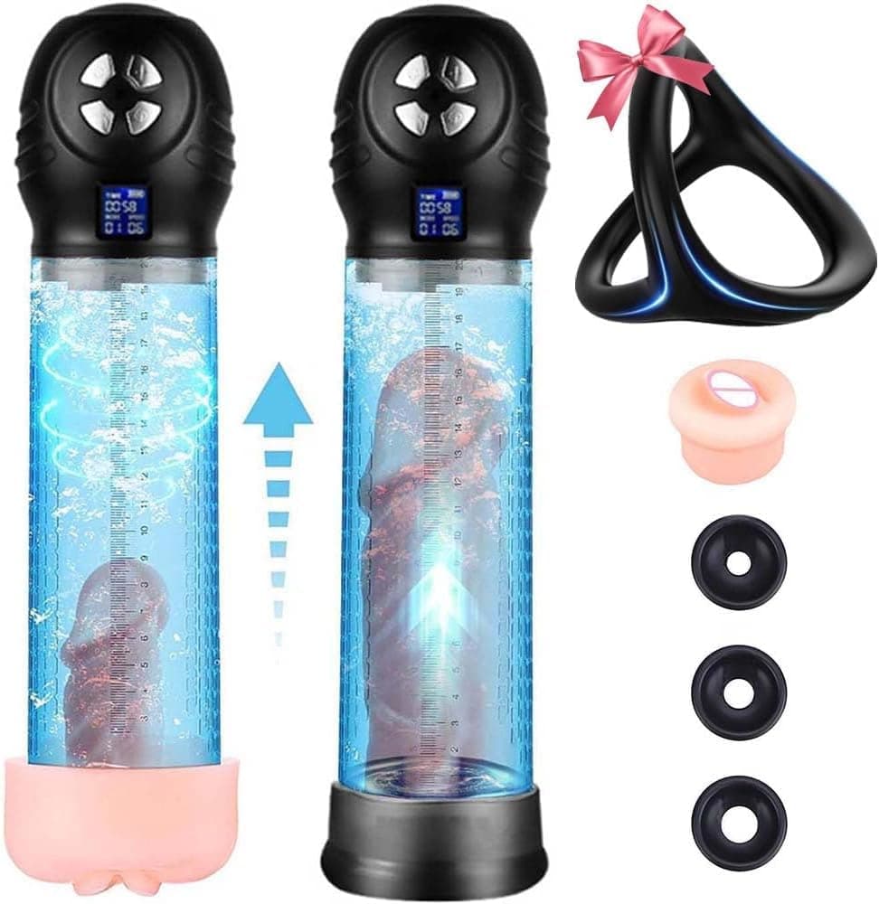 Men's Growth Pump with Strong Suction Men's Vacuum Pump with ED Screen Powerful Electric Vacuum Pump Inch, Adjustable Men's Underwear Set Training Tools to Be a Bigger Men xgf32