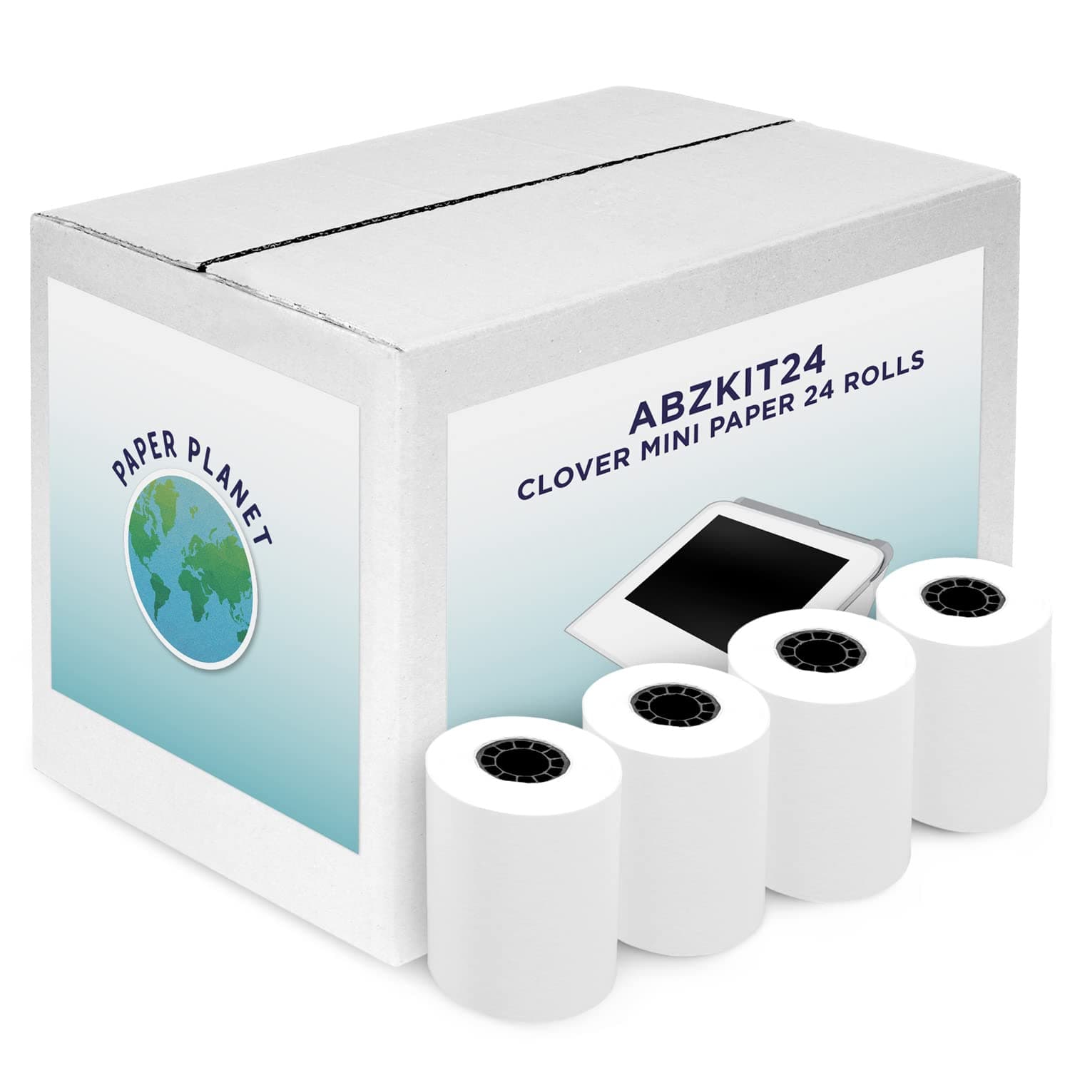 Thermal Paper for Clover Mini by Paper Planet | Credit Card Receipt Paper Rolls Compatible with Clover Mini POS models C200, C300, C301, C302, C305 | 24 Rolls