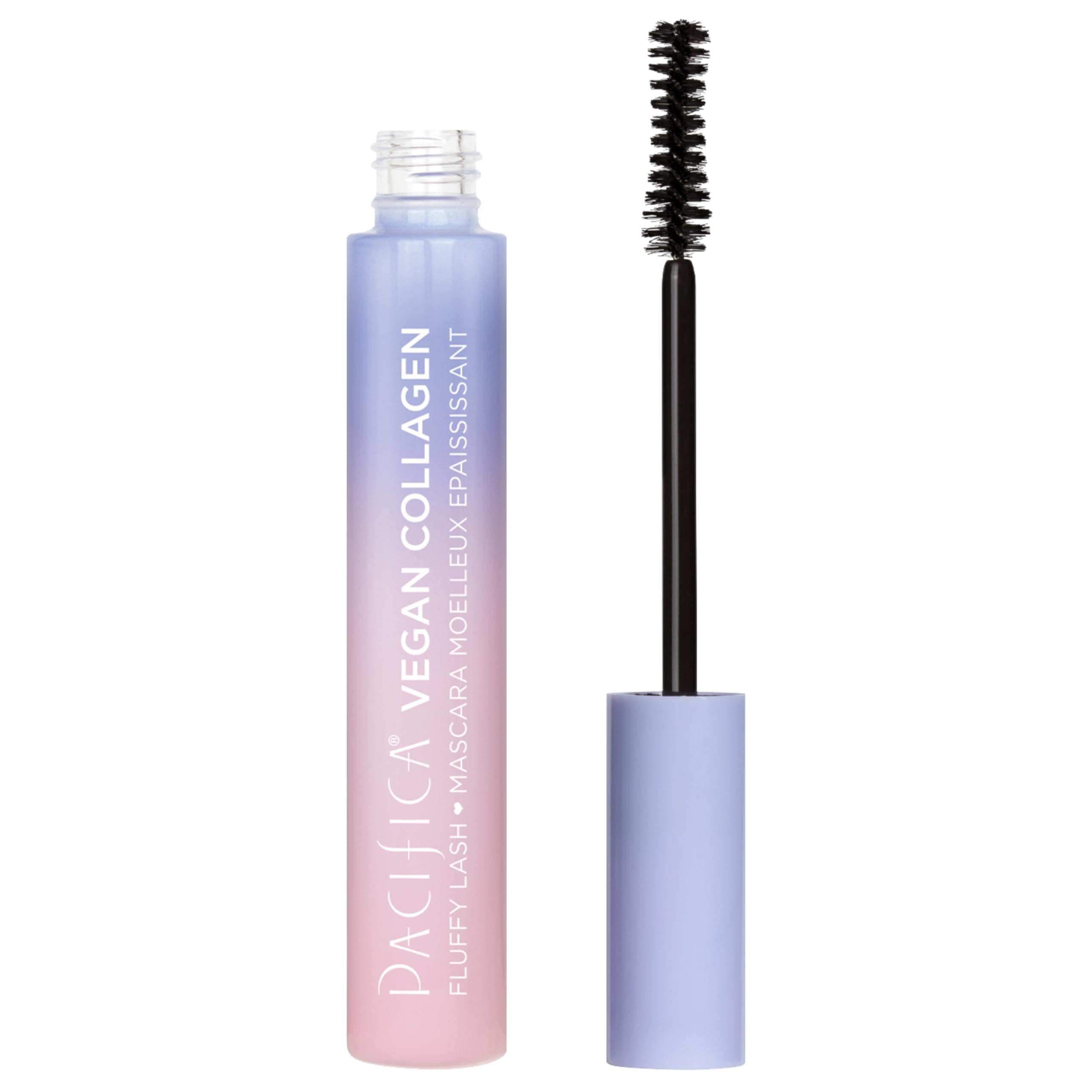 Vegan Collagen Fluffy Lash Mascara – Black Thickening & Lengthening Mascara with Plant Fibers, Full Fluffy Lashes, Vegan & Cruelty-Free, 0.24 oz