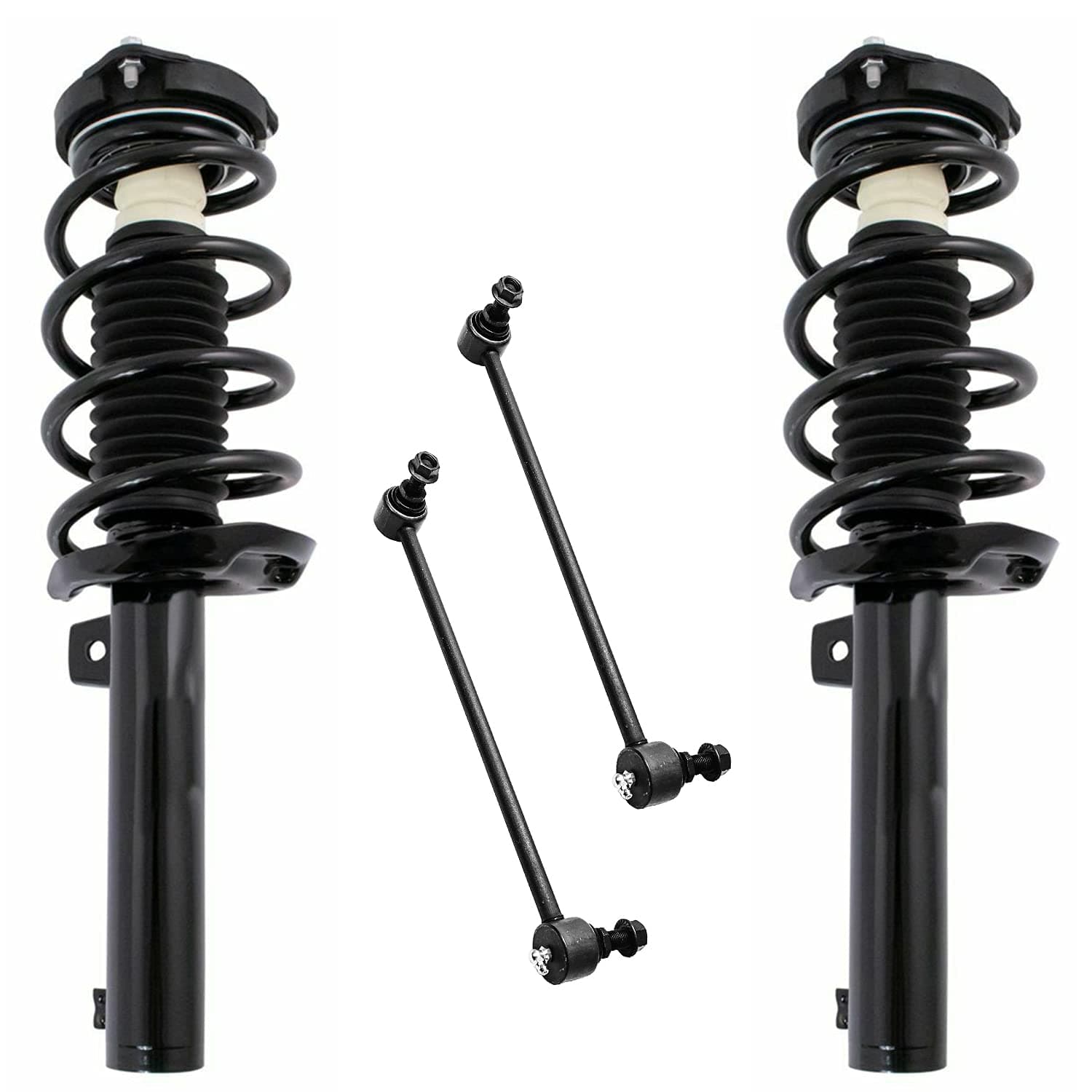 Detroit Axle - Front Struts Sway Bars for VW Golf Jetta CC Beetle Passat Audi A3 Quattro Complete 2 Struts with Coil Spring 2 Front Sway Bars Replacement Suspension Kit