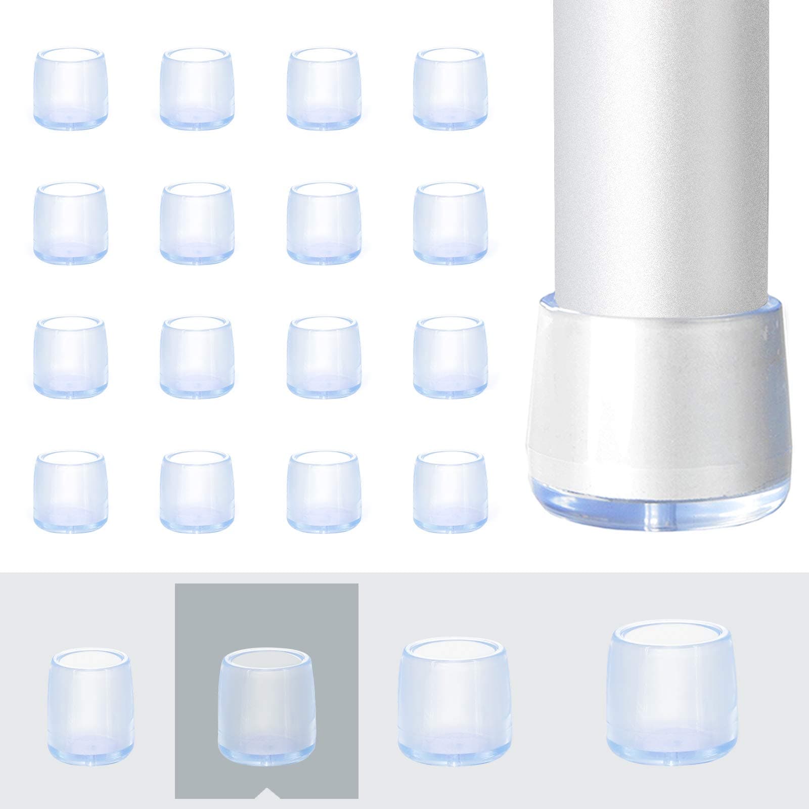 MelonBoat 16 Pack Chair Leg Floor Protectors, Fit Round Diameter 0.64''-0.67'', Rubber Chair Feet, Anti-Slip Covers, C-RD018, Fit Dia 1.62cm-1.7cm