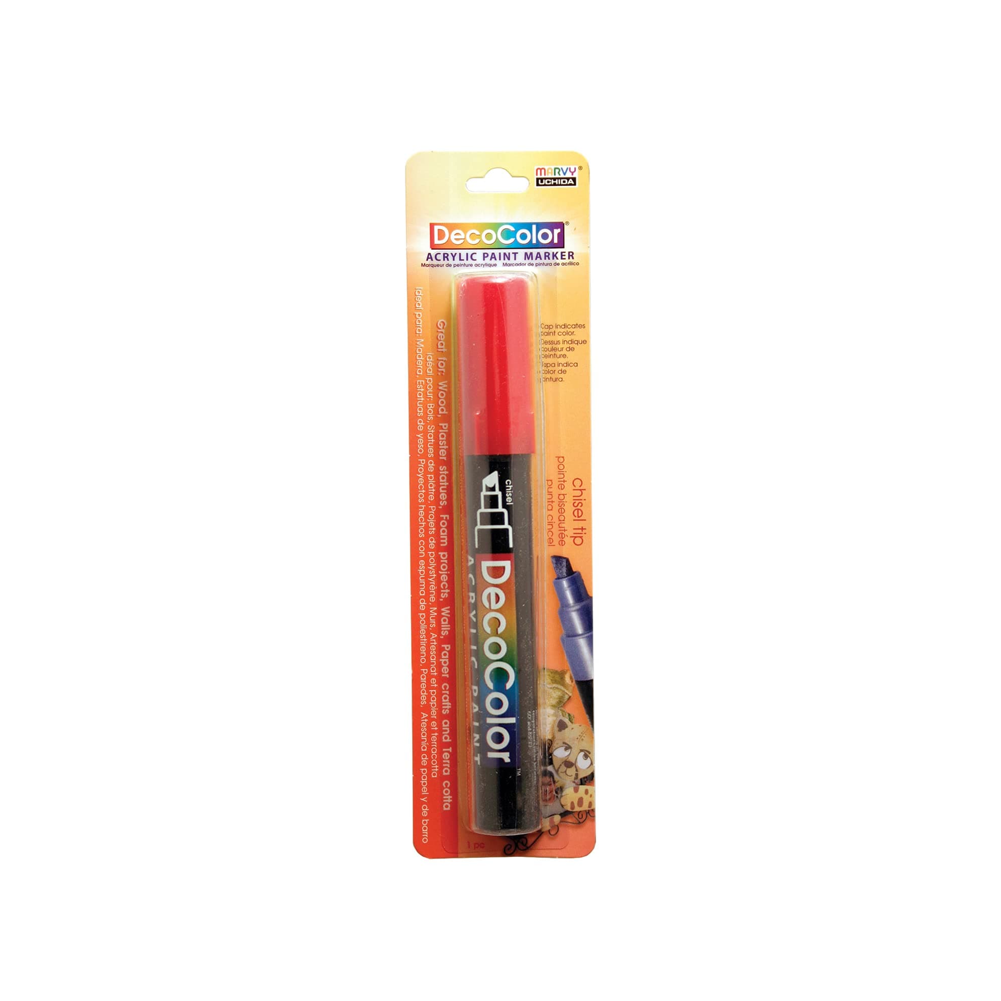Marvy Uchida 315-C-2 Deco Color Chisel Tip Acrylic Paint Marker, Red