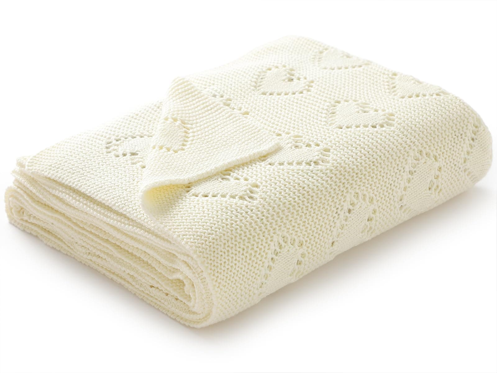 mimixiong100% Cotton Knitted Cellular Baby Blanket, 100 x 80cm (Ivory)OEKO-TEX STANDARD 100