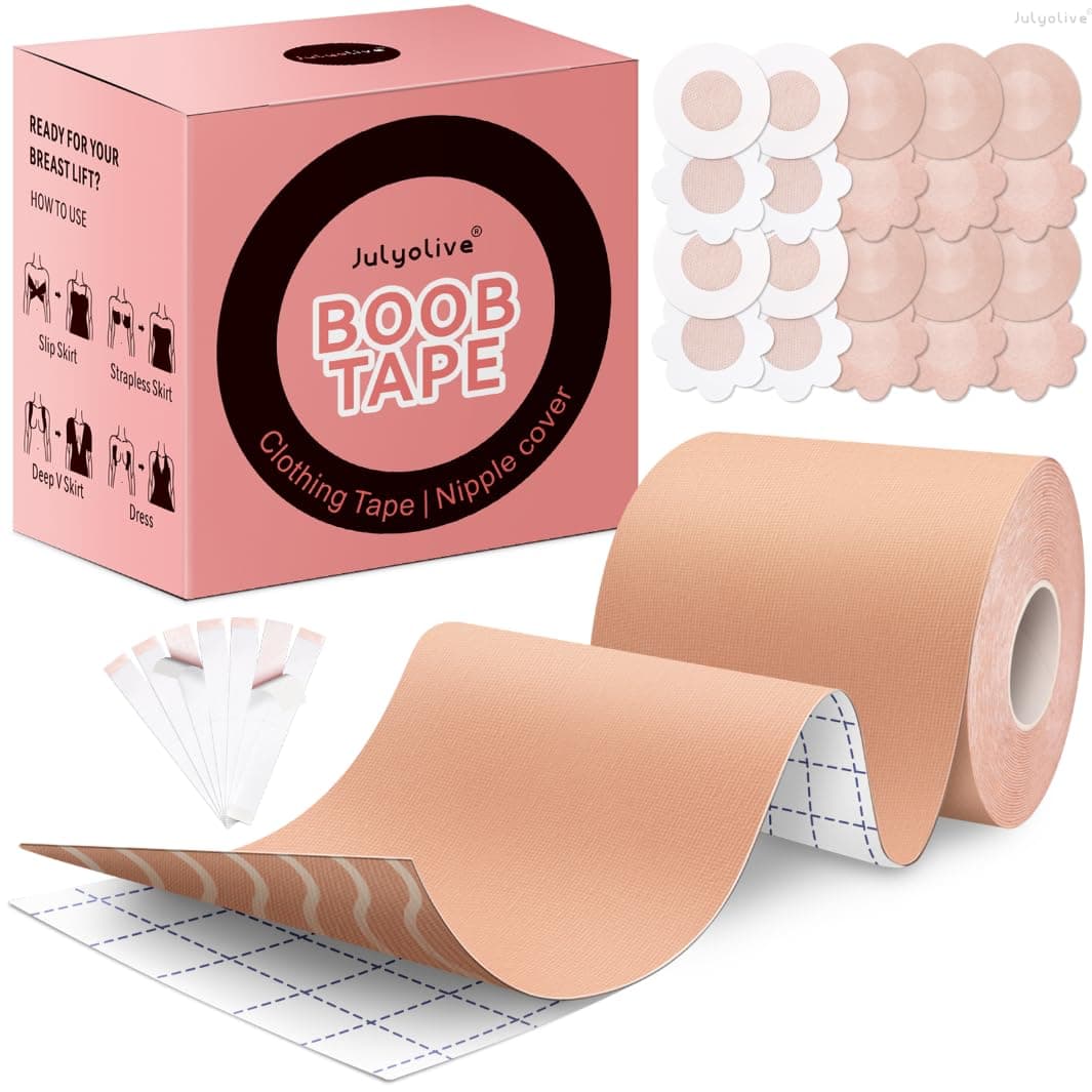 Boob Tape Kit- Boobytape for Breast Lift with Petals, Breathable Adhesive Sticky Bra Tape, Push Up Nipple Tape