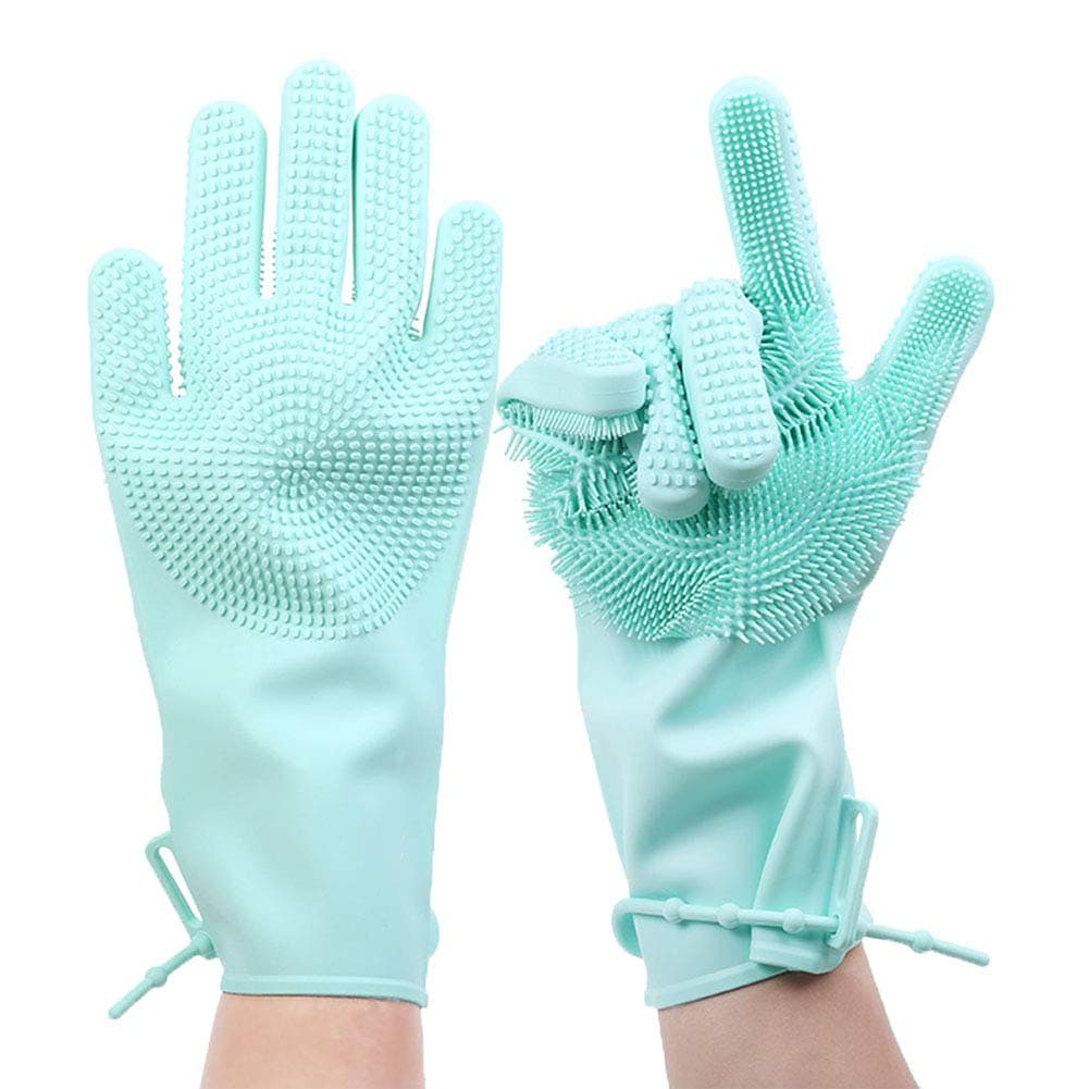 Silicone Magic Dishwashing Gloves with Scrubber, Scrub Cleaning Gloves |Reusable Rubber|Multi-use for Restaurant/Kitchen/Bathroom/Toilet/Car Wash/Pet Hair Care Dog Grooming