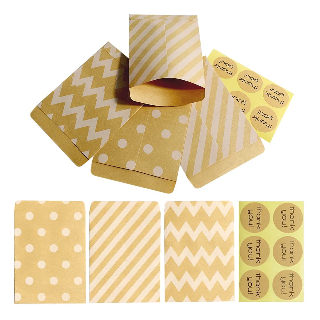 VAZUDA 30sets Small Kraft Coin Envelopes Kraft Paper Mini Bag Gift Wrap Bags Tiny Treat Bags Small Envelopes Paper Bag for Party Favor,Garden Seeds, Office or Wedding Party Gift 4.53"x3.54"