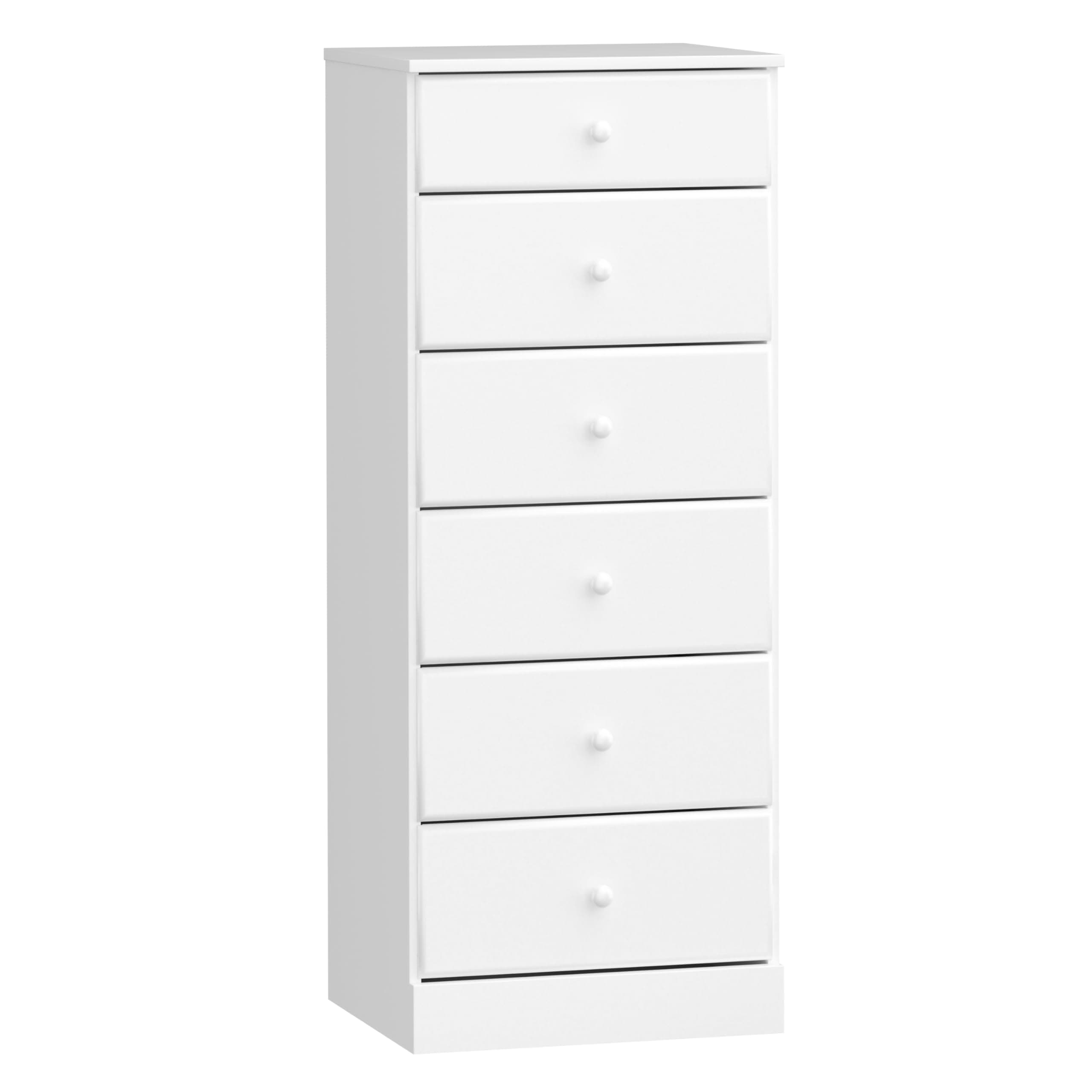 Prepac Astrid Tall White Dresser: 16.5"D x 19.75"W x 50"H, 6-Drawer Chest for Bedroom by Prepac - Perfect Chest of Drawers for Ample Storage