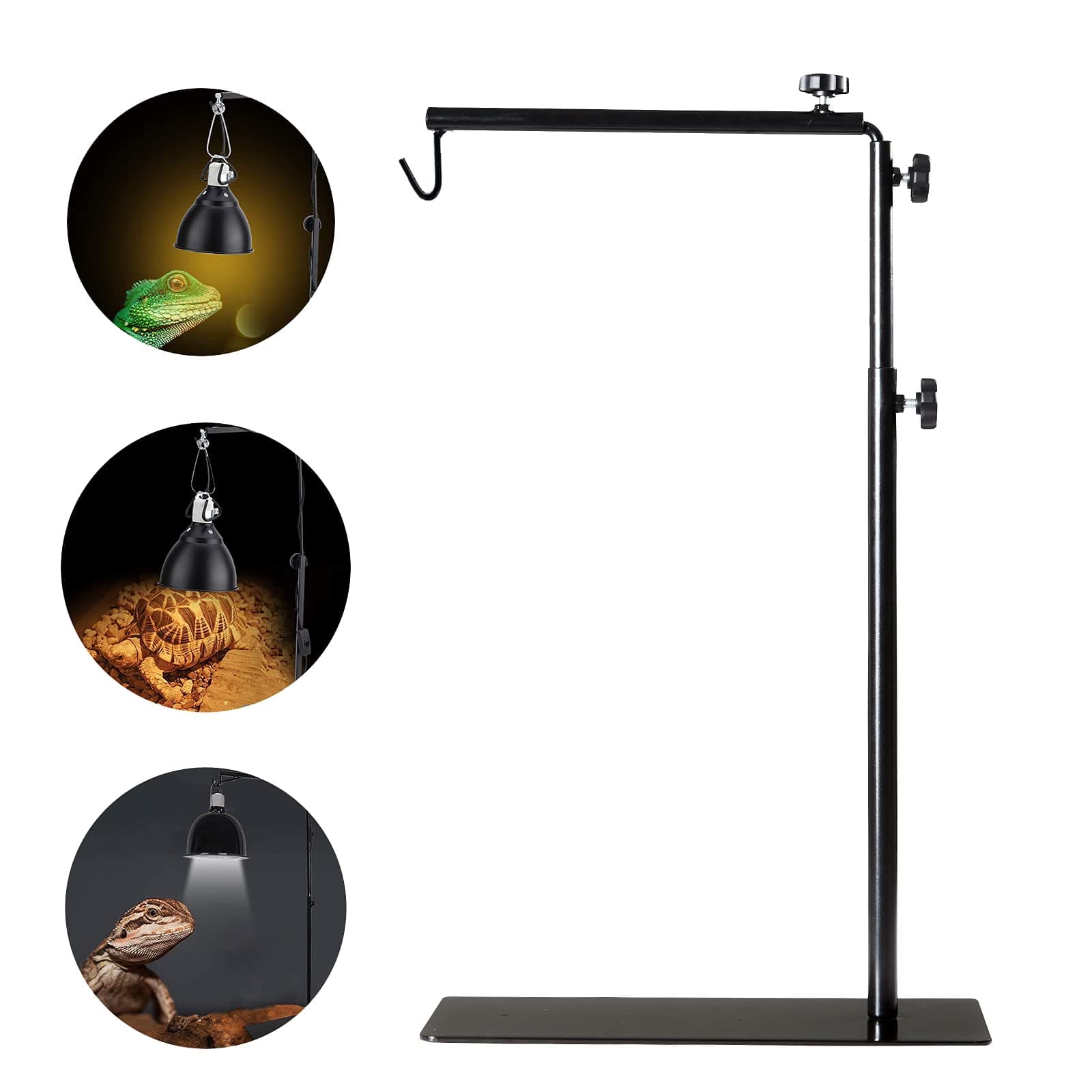 BETAZOOER Reptile Lamp Stand Adjustable 16-35 Inch Domes Heat Lamp Metal Bracket Floor Light Holder Support for Reptile Glass Terrarium Heating Light