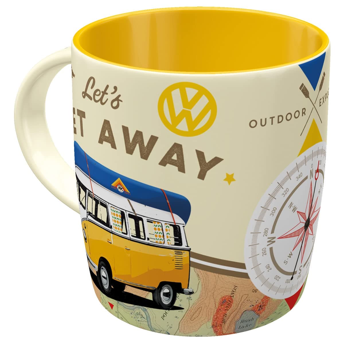 Retro coffee mug, 11.2 oz, VW Bulli – Let's Get Away – VW Bus Gift idea, Official License Product (OLP), ceramic cup, vintage design