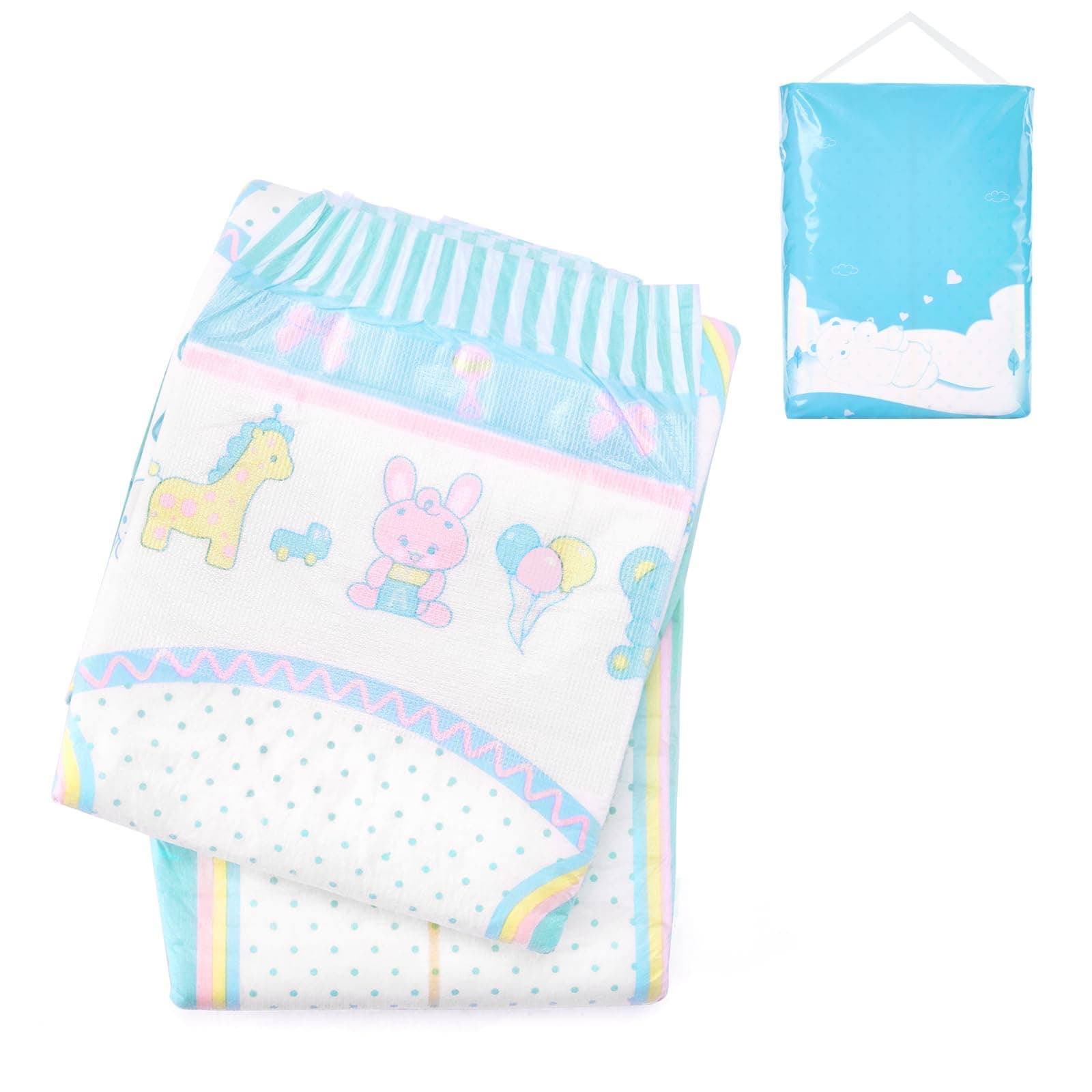 Adjustable Hook-and-Loop Fastener Closure Adult Printed Diaper 2 Pieces - Baby Parade (Large 36"-48")
