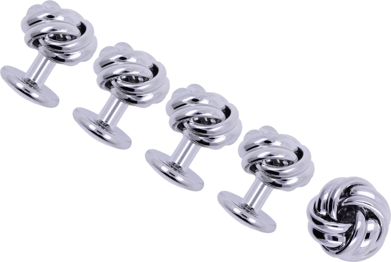 Dickie Bows Classic Silver Knot Shirt Studs Set with Pouch (Six Studs)