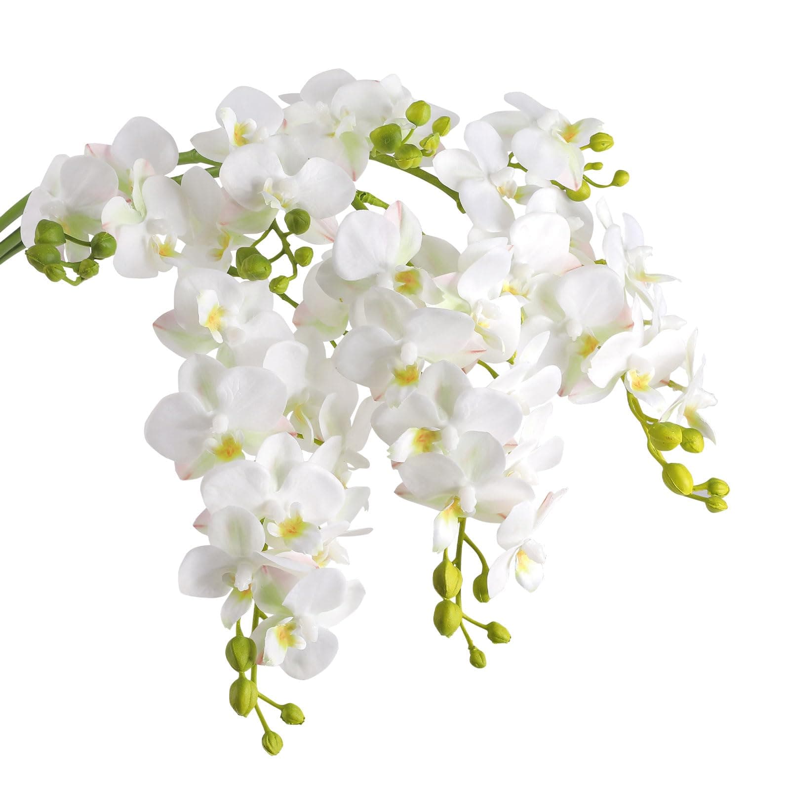 SHACOS 3PCS Artificial Orchid Stems 28inch 12 Heads Fake Orchid Flower Real Touch Orchid Flower Silk Phalaenopsis for Home Decor Wedding Centerpieces White Green