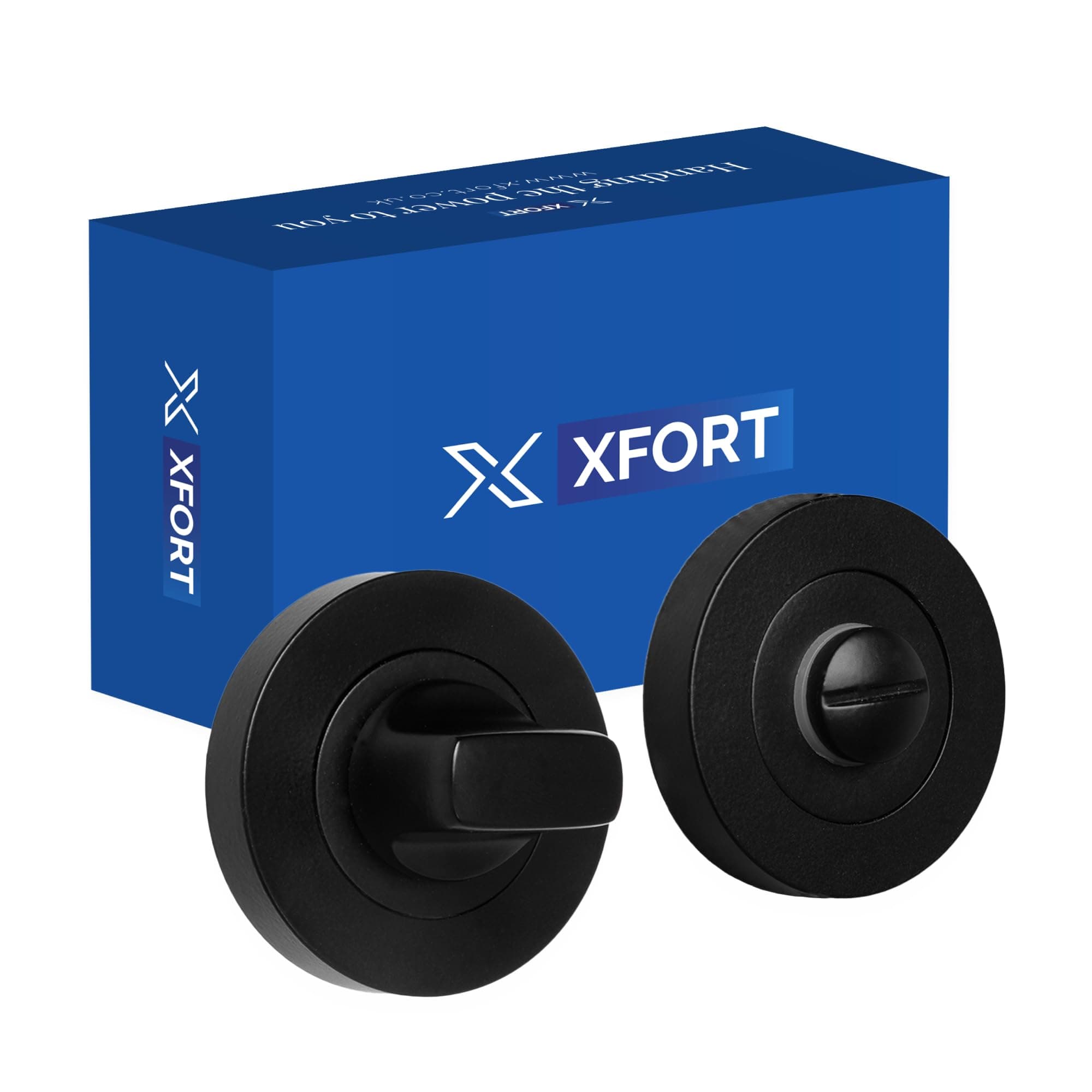 XFORT Matt Black Thumb Turn Lock - Bathroom Door Lock Deadbolt Kit - Thumb Turn & Release Mechanism Ideal for Internal Wooden Toilet Door Locks