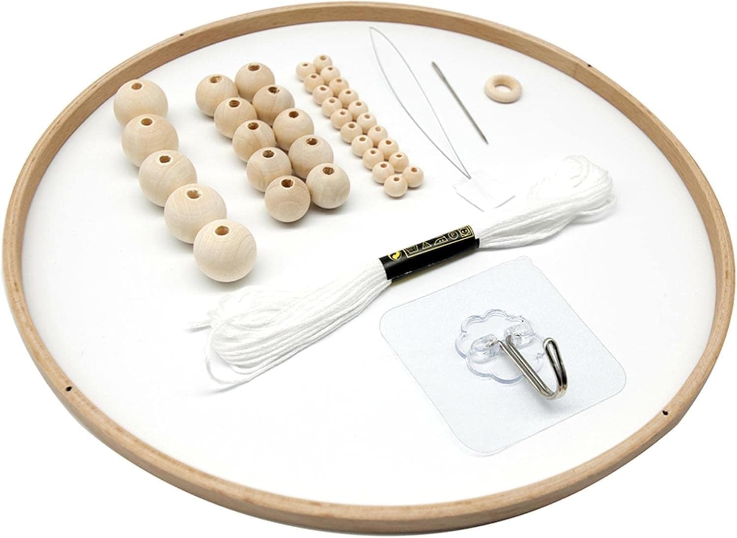 Weryffe DIY Wooden Mobile Frame Kit - Natural Wood Mobile Hanger with Wind Chimes & Bells - Room Decor Gift for Children (41Pcs)