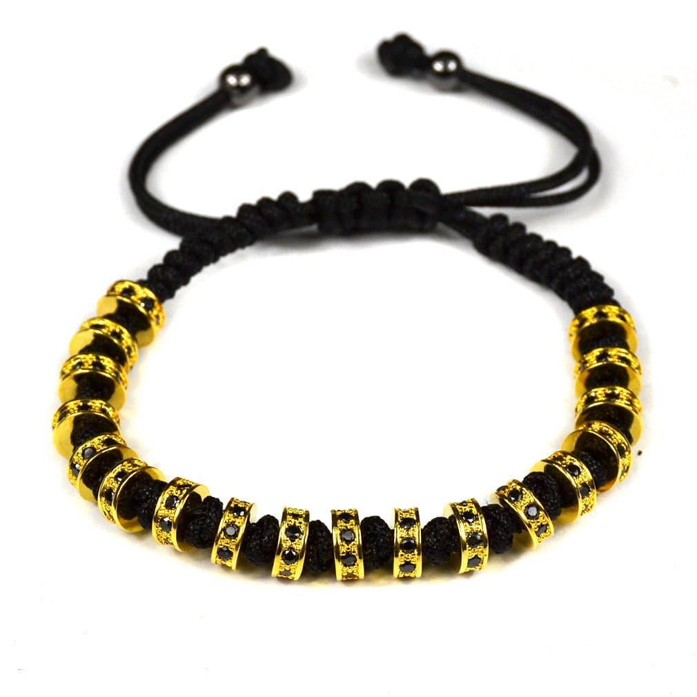 New Anil Arjandas Bracelet Cz Stoppers Zircon Beads Briading Macrame Bracelet Men (gold)