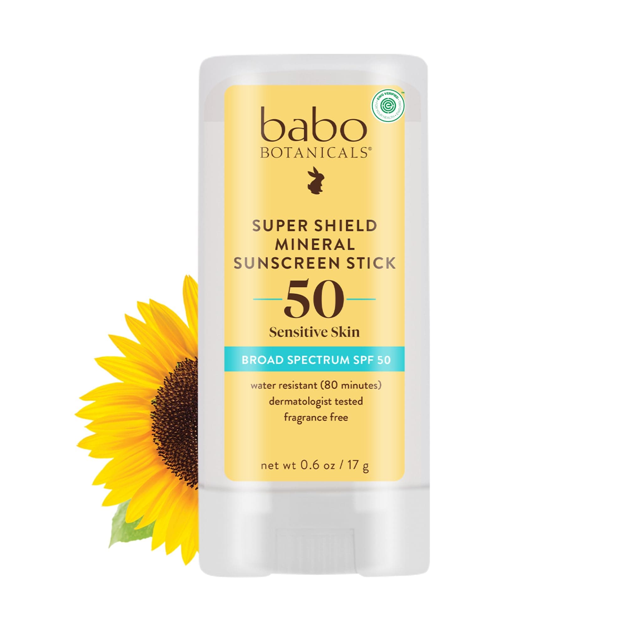 Super Shield SPF 50 Natural Sport Stick Fragrance Free Sunscreen, 0.6 Ounce