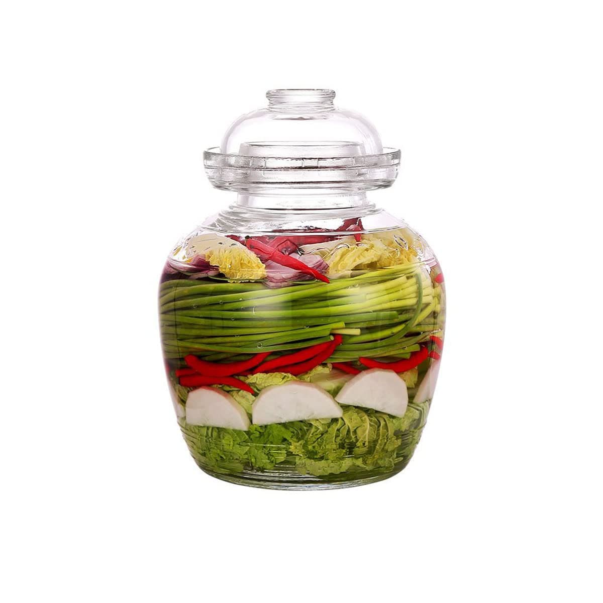 Glass Jar with Lid 2.5 Liter Fermentation Jar, Traditional Fermenting Crock Kit with Water Seal Airlock Lid, Pickle Jar for Pickles Kimchi, Sauerkraut, Wine Brewing, Kombucha