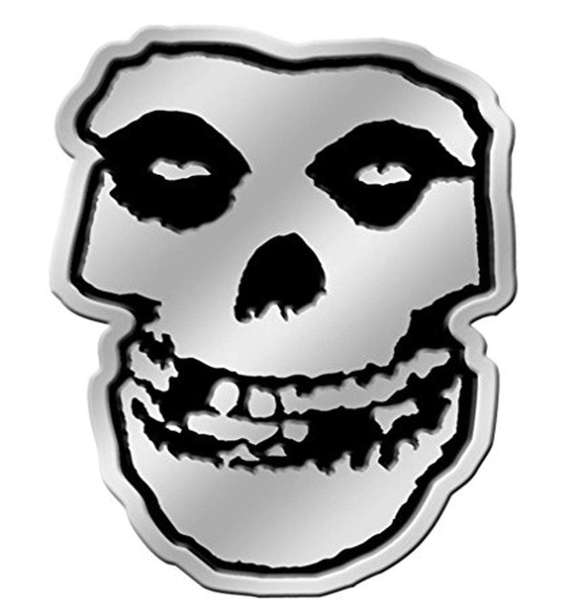 The Misfits Skull in Silver Sticker, Original Licensed Symbol on Embossed Metal Sticker - Large 3.125" Inches