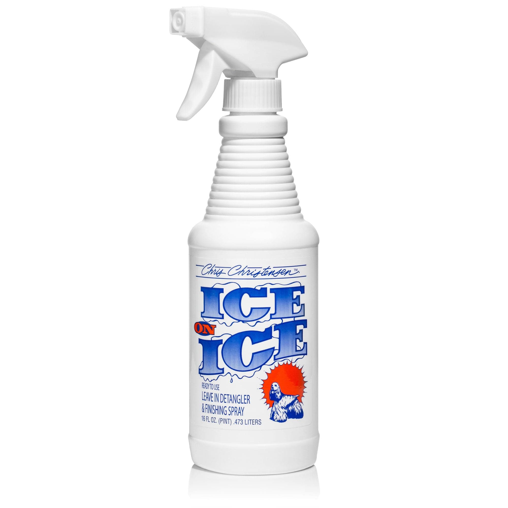 Chris Christensen Ice on Ice Detangler and Finishing Dog Spray, Groom Like a Professional, Ready to Use, Helps Brush/Comb Glide Through Coat, Conditions, No Residue, All Coat Types, Made in USA, 16 oz