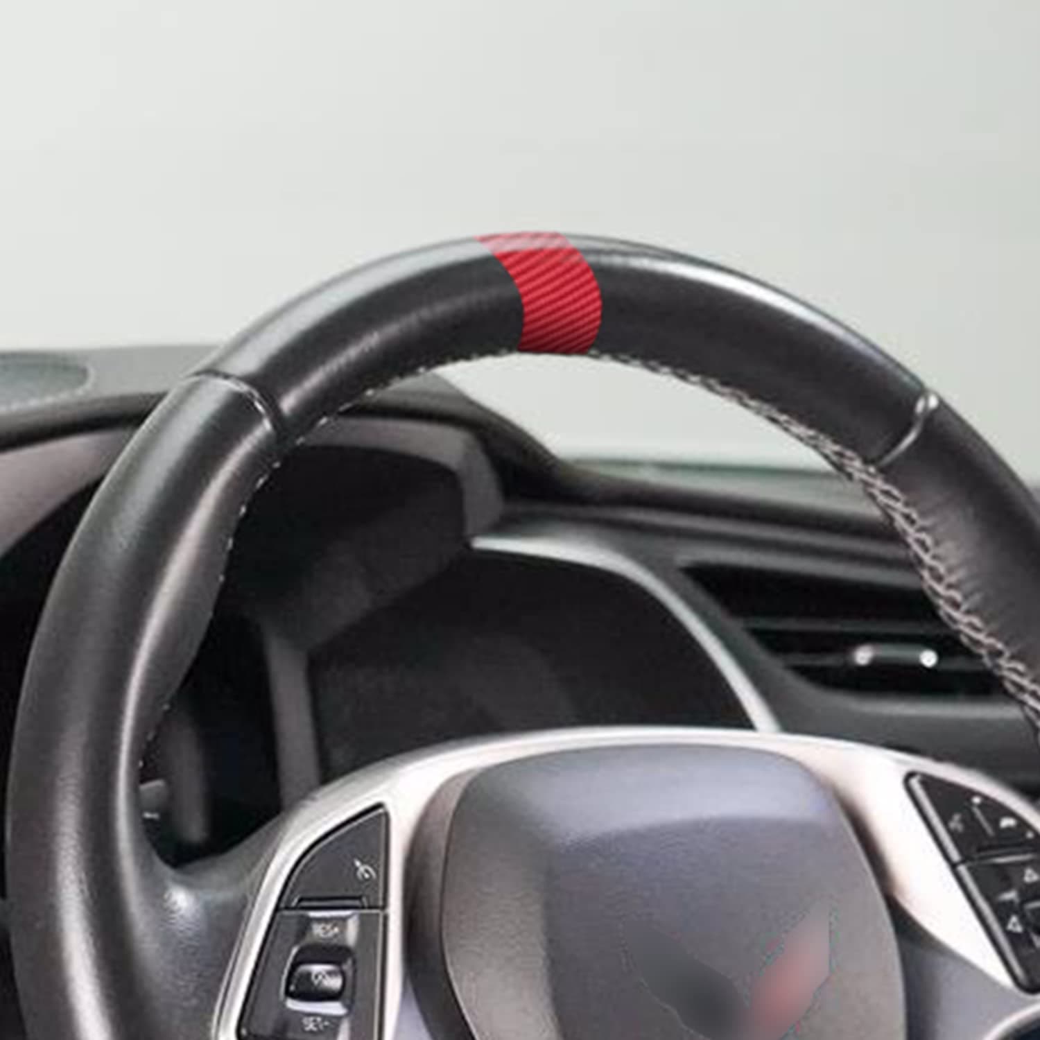 Gomu Steering Wheel Stripe Overlay Pre Cut Graphic Vinyl Decal Compatible with Chevy Corvette C4 C5 C6 C7 C8 1984-2021 - Carbon Fiber Red