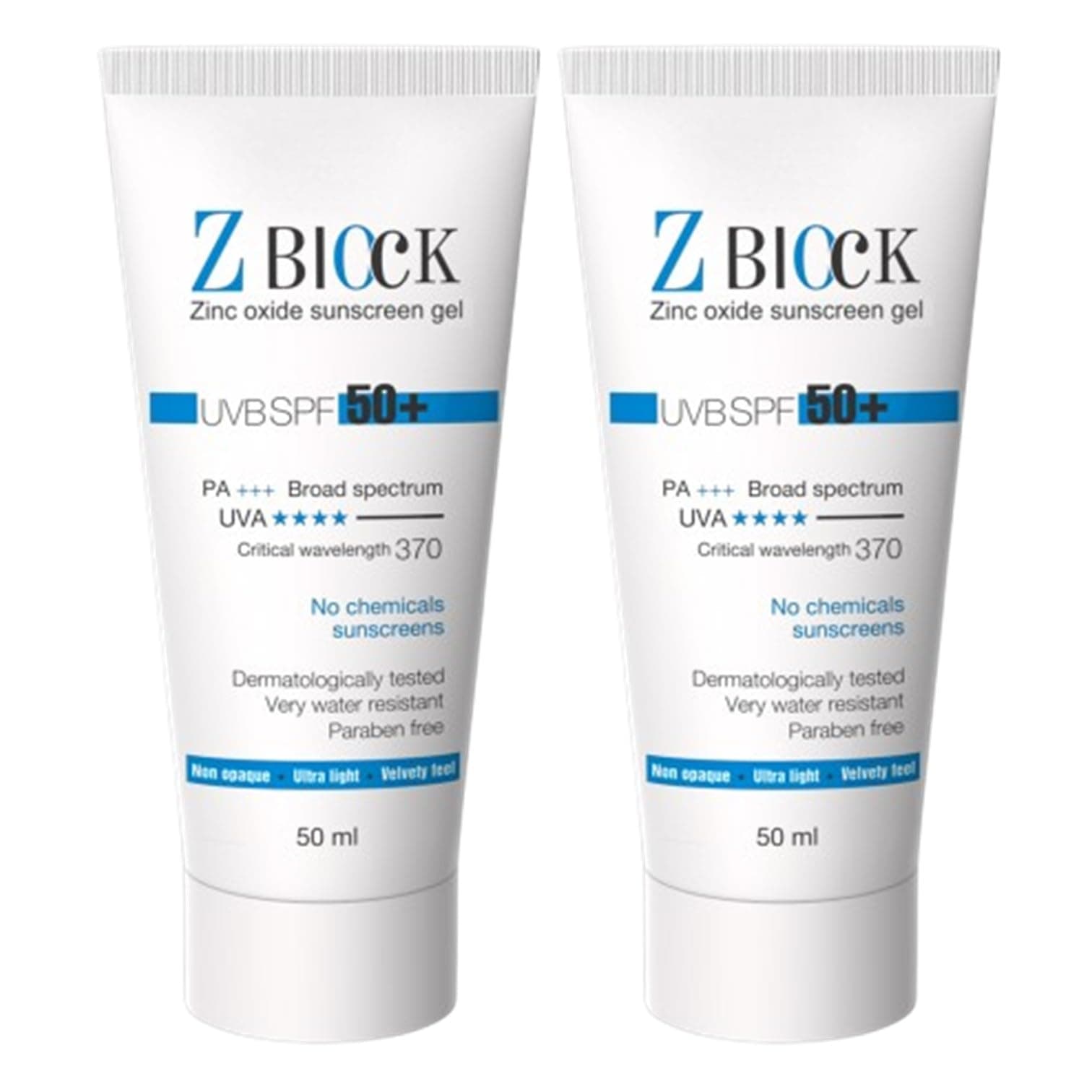Z-Block Zinc Oxide Sunscreen Gel with SPF 50+ (50 ml) - Pack Of 2
